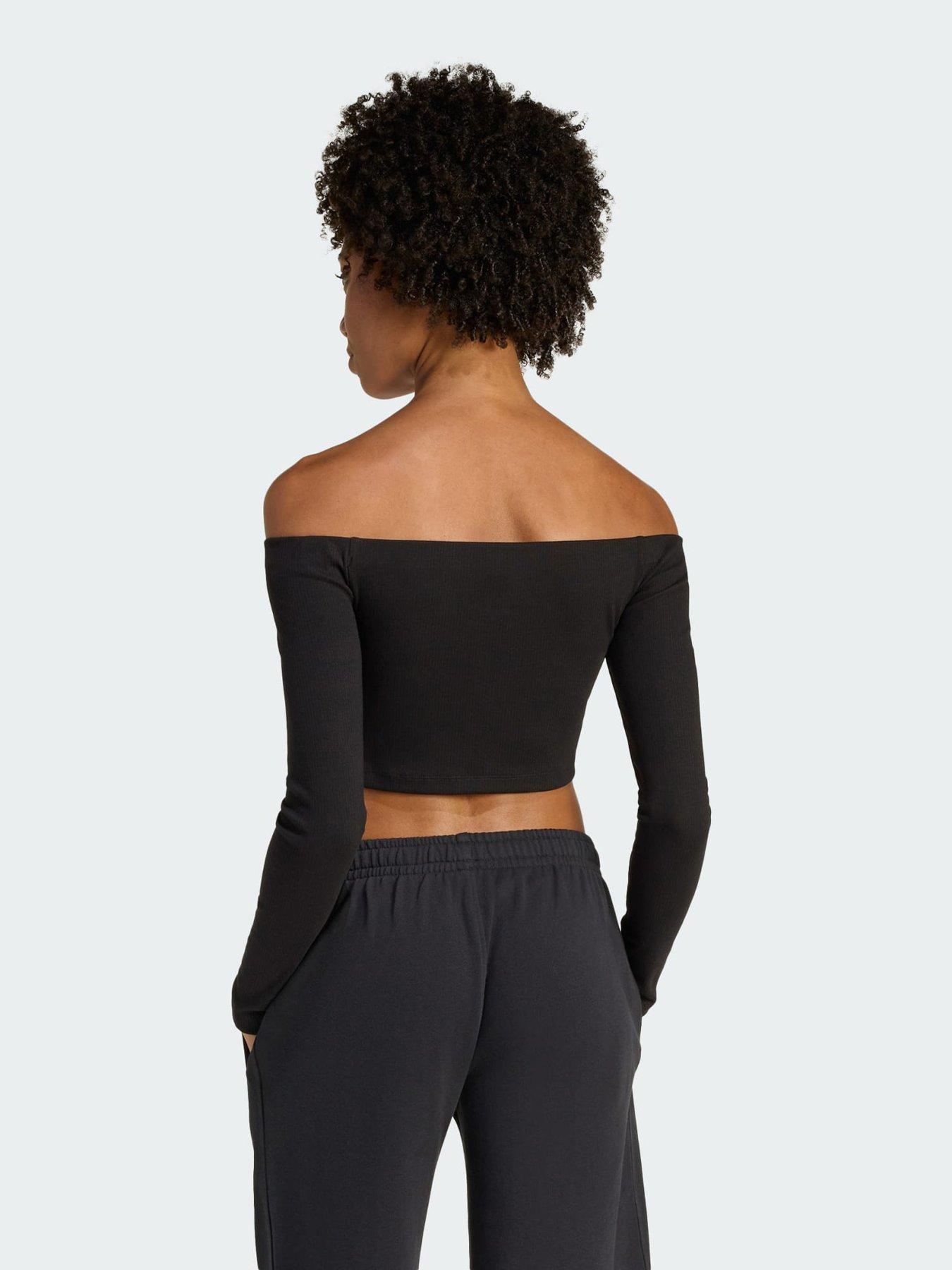 Image 2 of 5 of adidas Originals Essentials Rib Off Shoulder Longsleeve T-Shirt