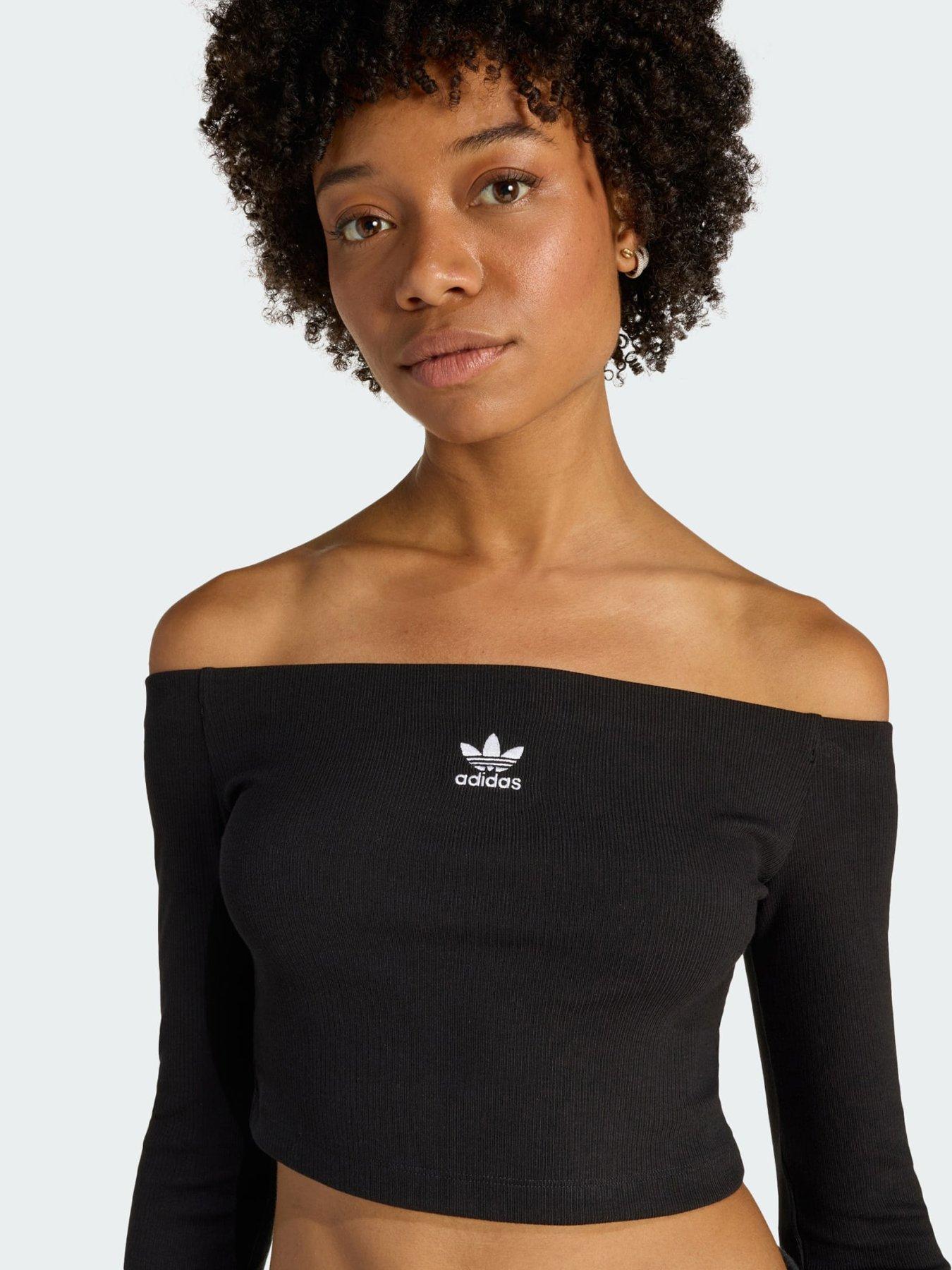 Image 3 of 5 of adidas Originals Essentials Rib Off Shoulder Longsleeve T-Shirt
