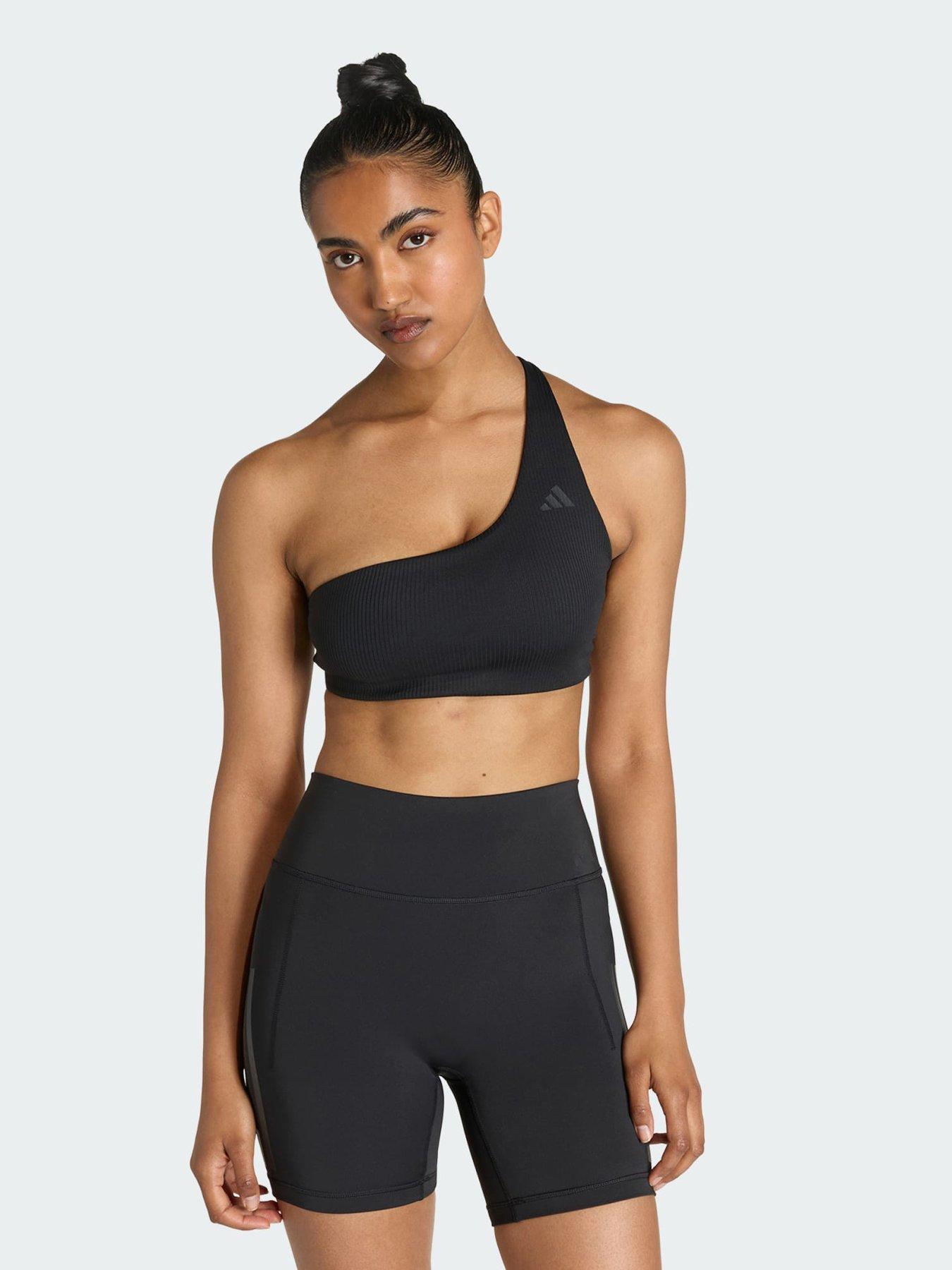 front image of adidas-optime-workout-rib-one-shoulder-light-support-bra