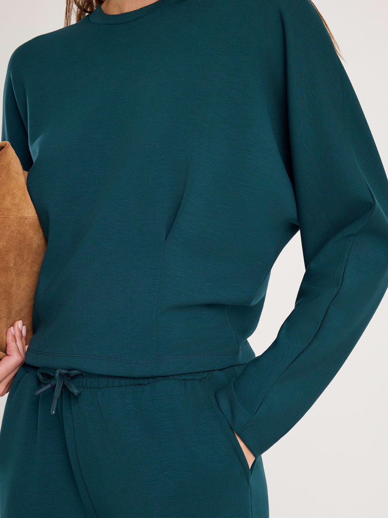  image of river-island-premium-batwing-sleeve-sweatshirt-green
