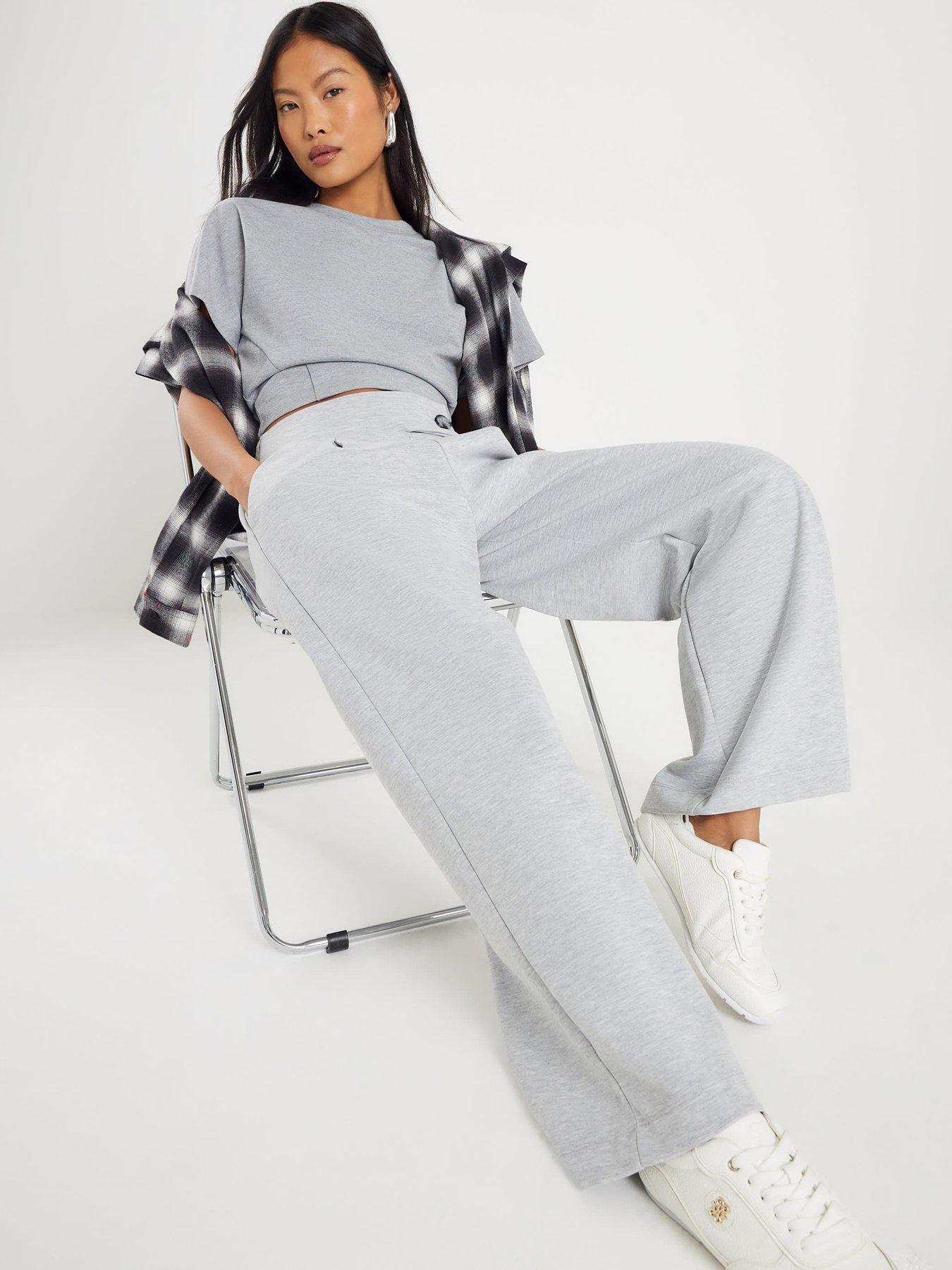  image of river-island-petite-tailored-trousers-grey