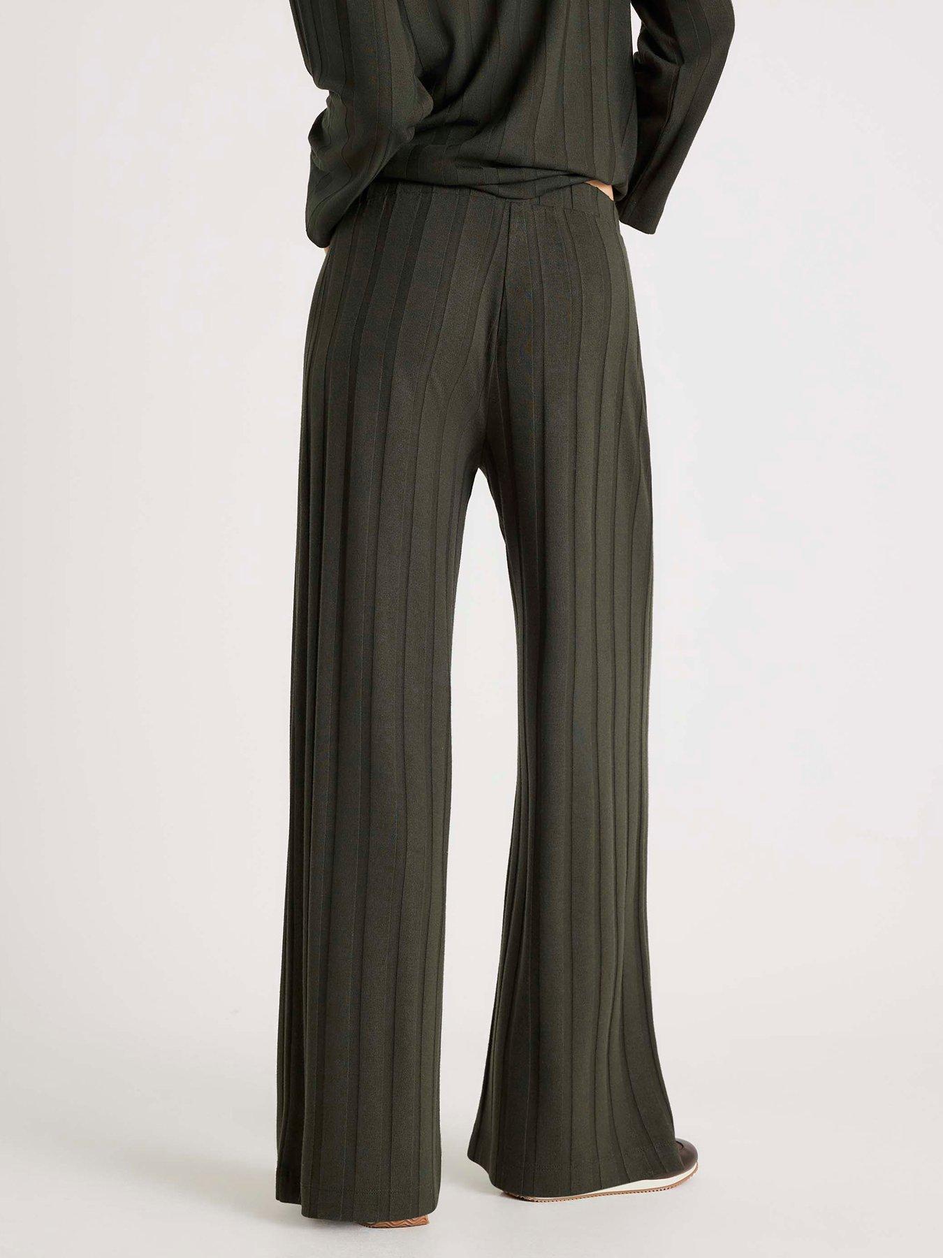 stillFront image of river-island-cosy-wide-ribbed-trousers-green