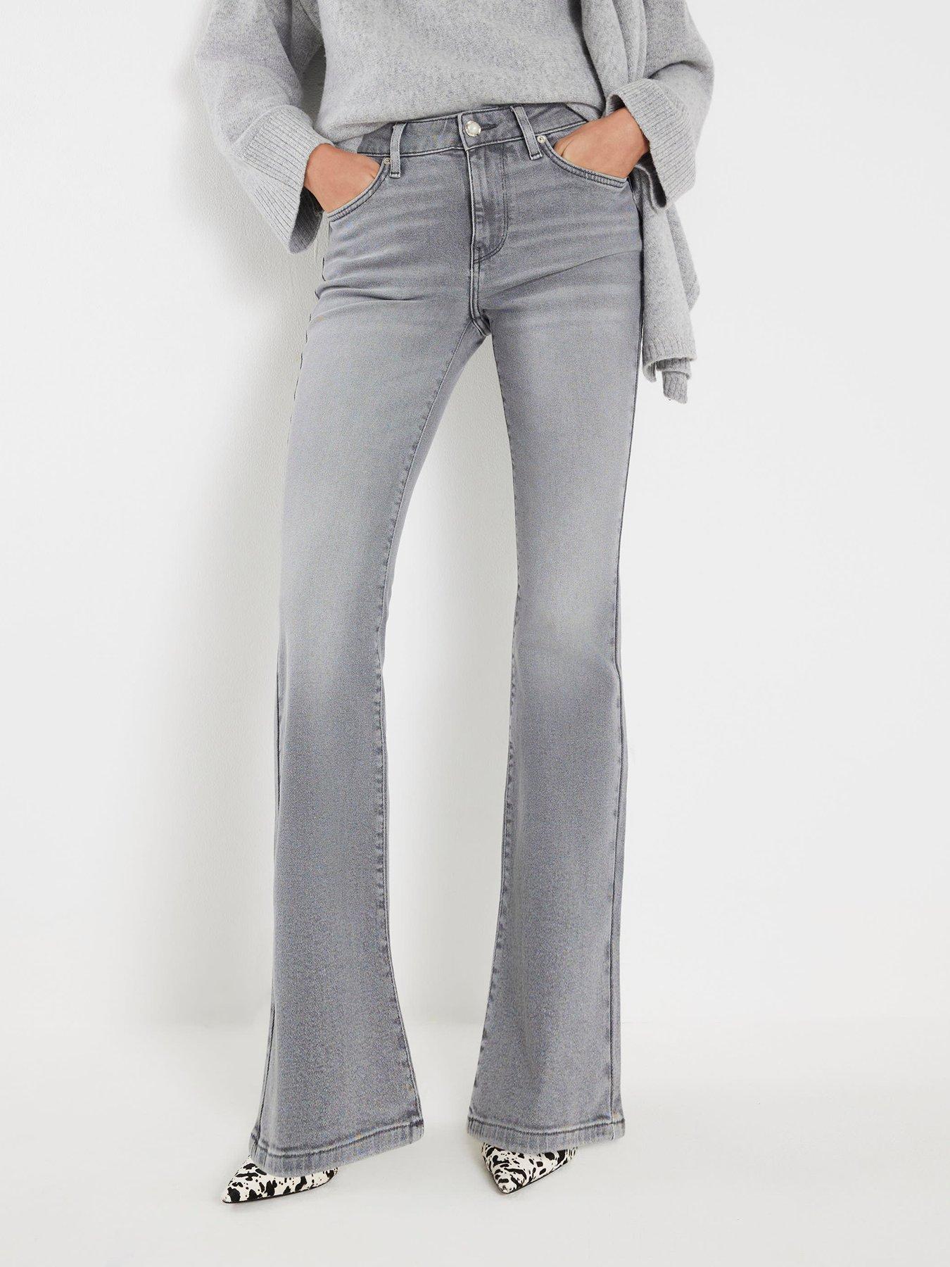  image of river-island-mid-rise-flared-jeans-grey