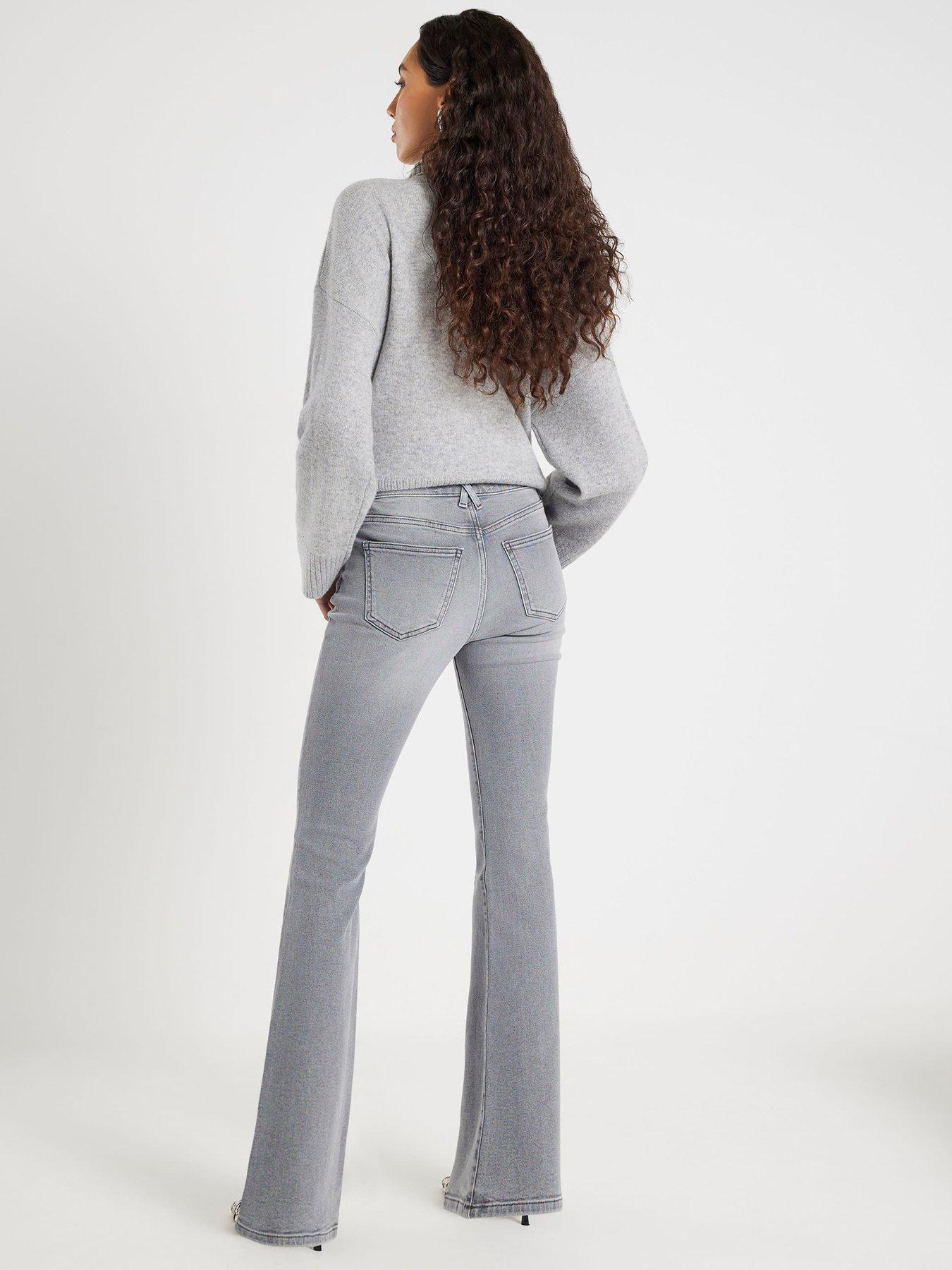  image of river-island-mid-rise-flared-jeans-grey