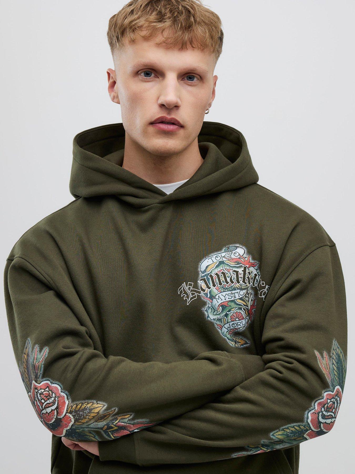 River Island Oversized Fit Japanese Kamakura Hoodie - Khaki