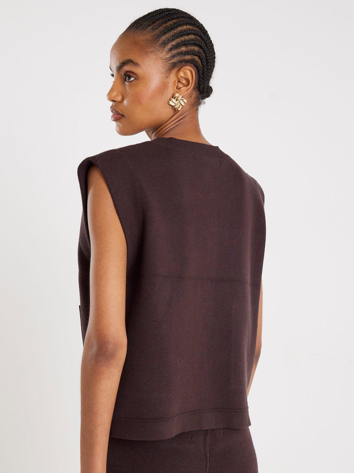 Image 2 of 2 of River Island Knitted Waistcoat - Dark Brown