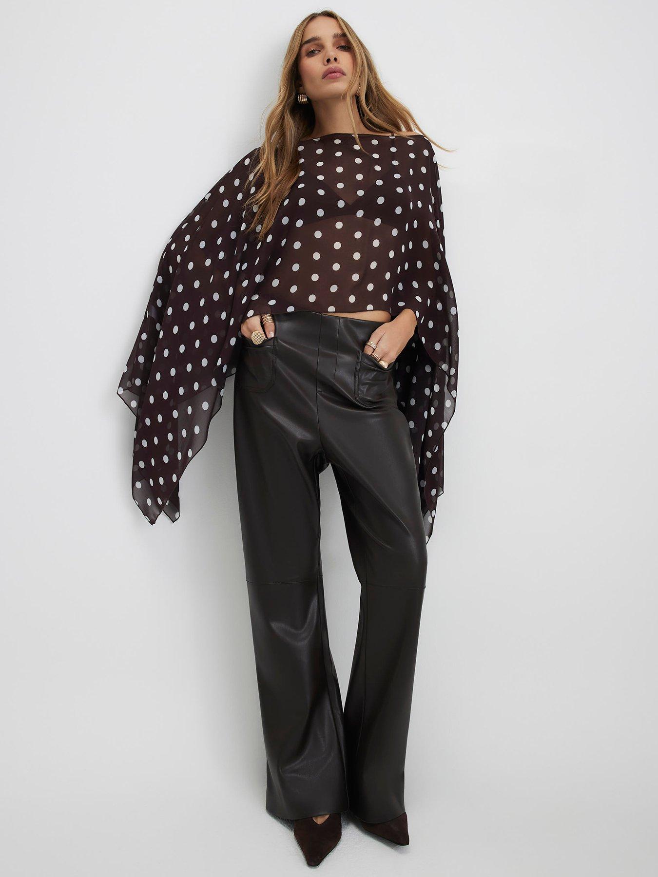 River Island Waterfall Polka Dot Cape - Brown