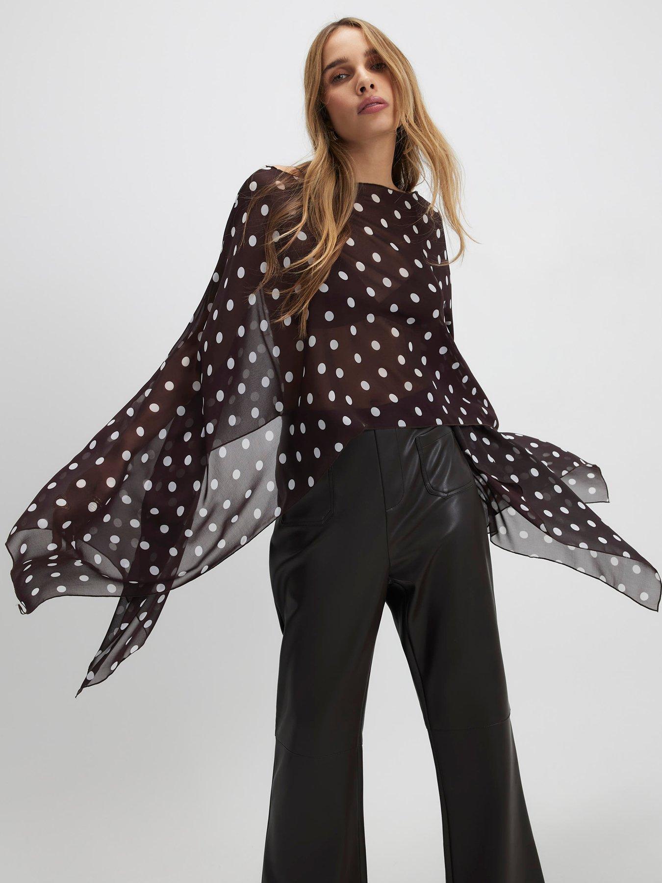 River Island Waterfall Polka Dot Cape - Brown | Littlewoods