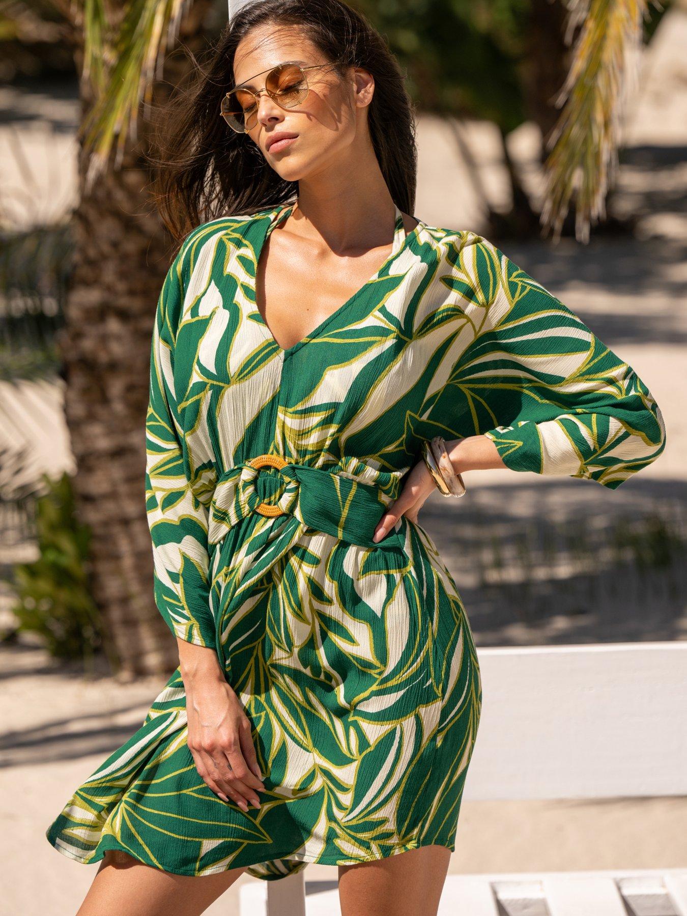  image of pour-moi-crinkle-o-ring-woven-beach-kaftan