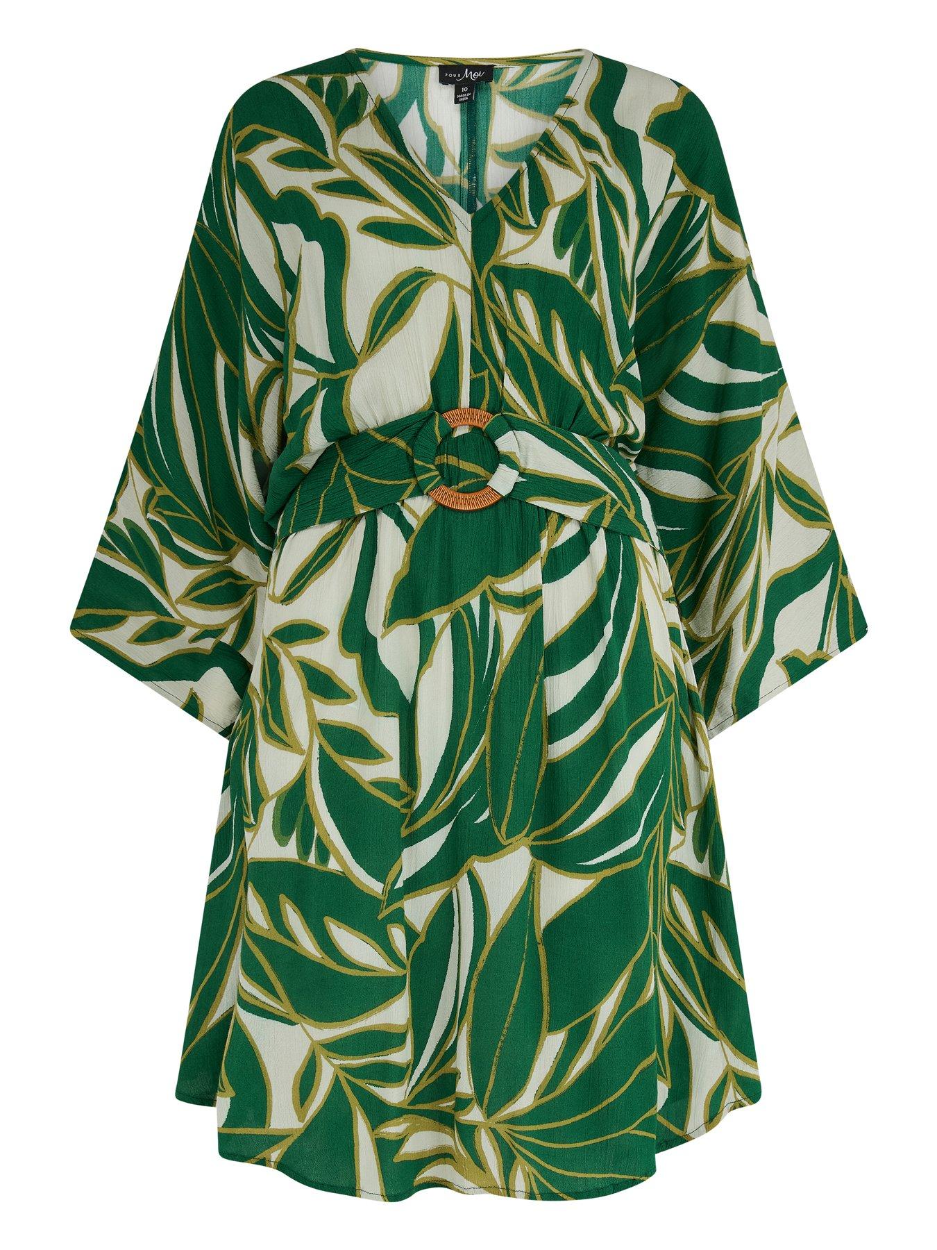  image of pour-moi-crinkle-o-ring-woven-beach-kaftan