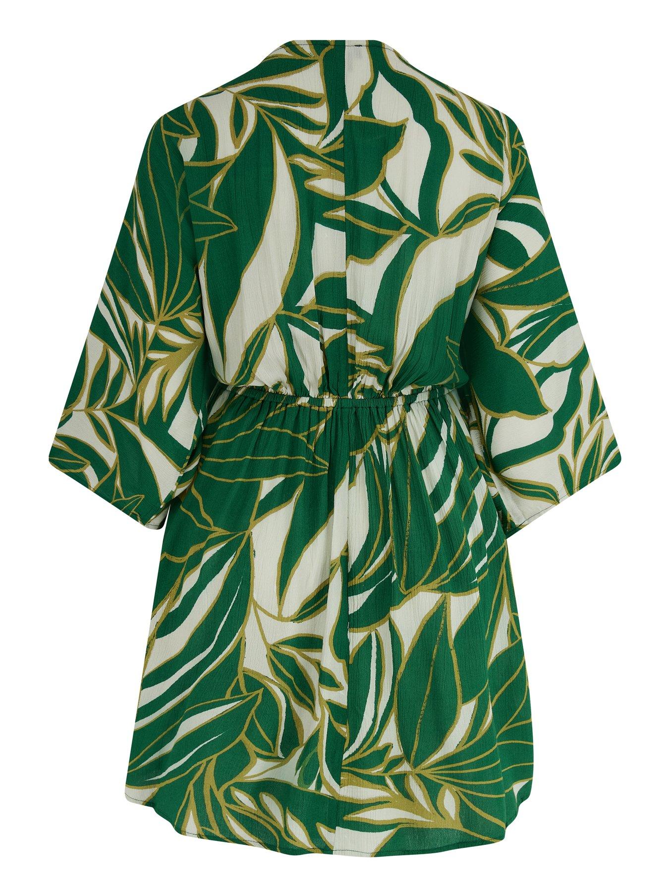  image of pour-moi-crinkle-o-ring-woven-beach-kaftan