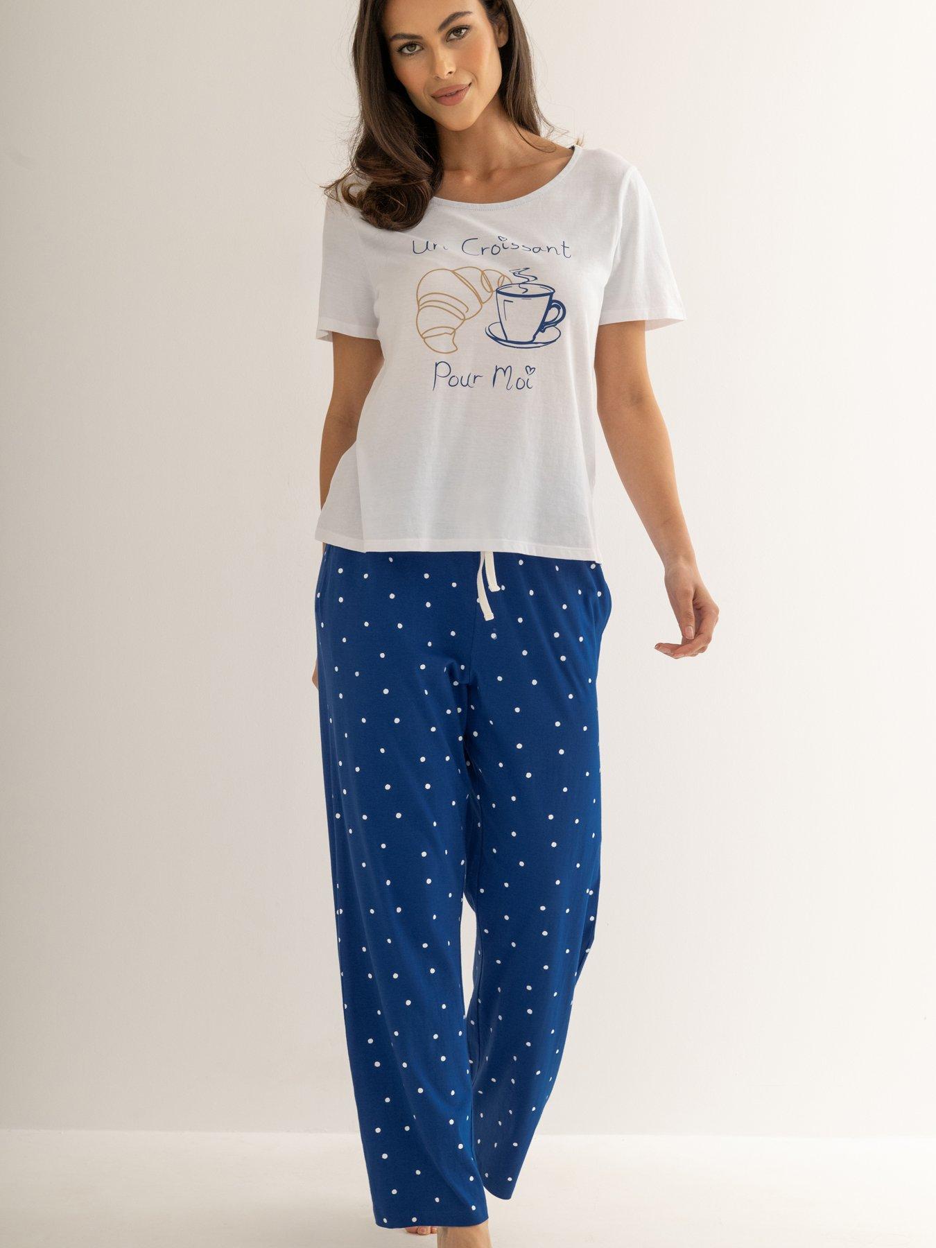 Image 2 of 4 of Pour Moi Cotton Jersey Croissant Trouser Pyjama Set