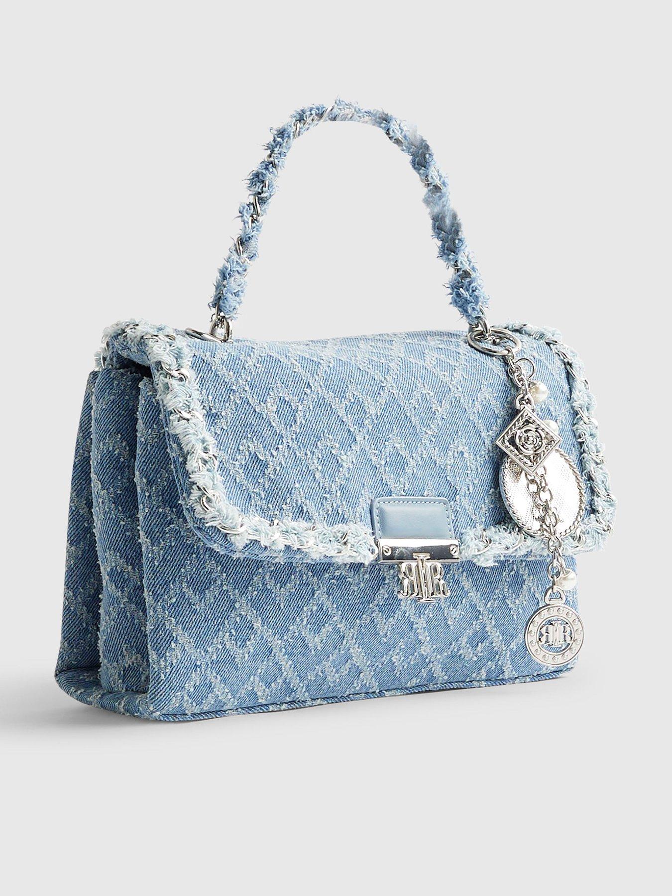  image of river-island-denim-front-flap-shoulder-bag-blue