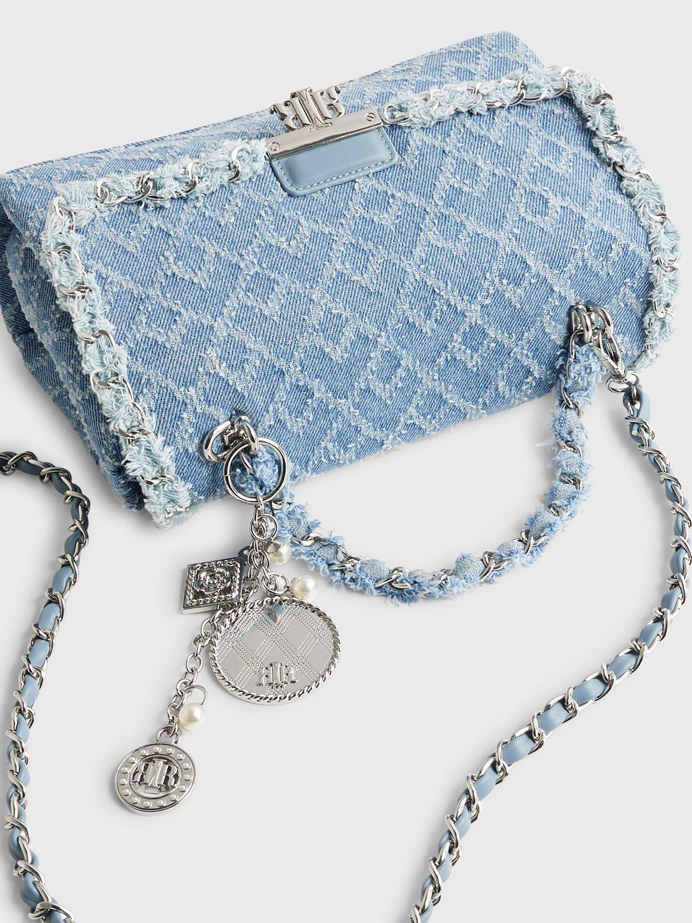  image of river-island-denim-front-flap-shoulder-bag-blue