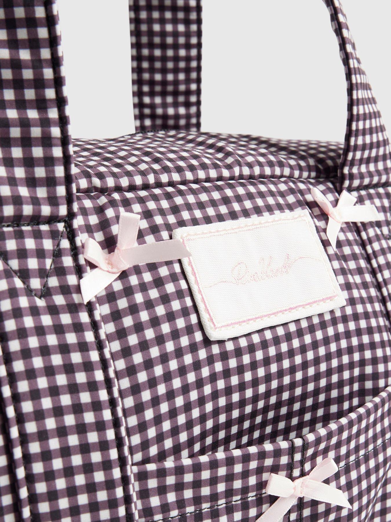 Image 4 of 4 of River Island Gingham Bow Holdall Bag - Black