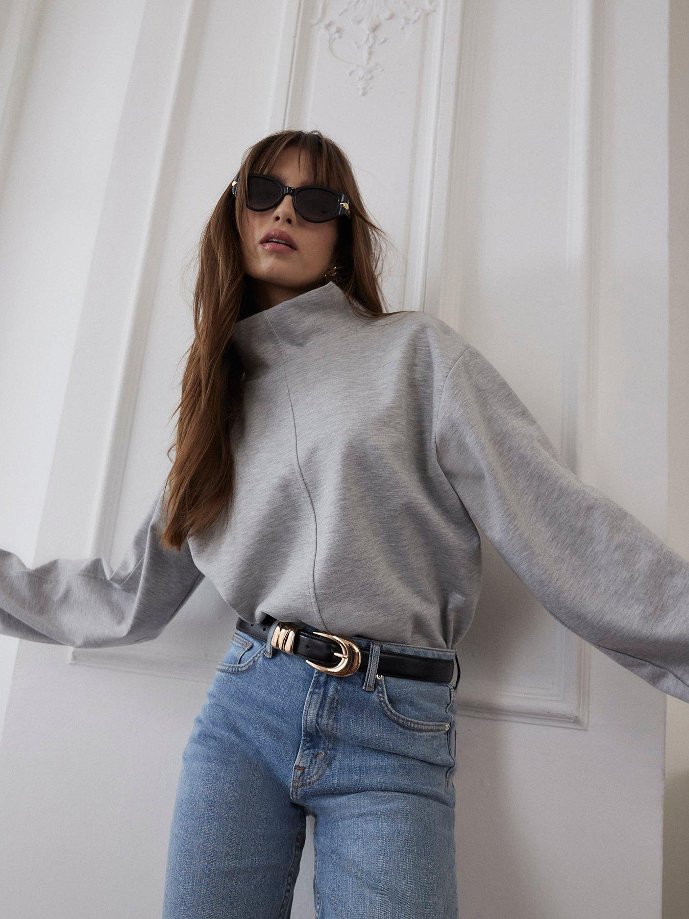  image of river-island-funnel-neck-top-grey