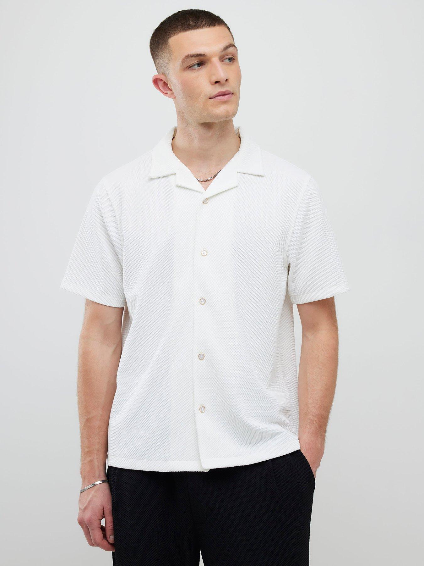 Image 1 of 4 of River Island Slim Fit Revere Shirt - White