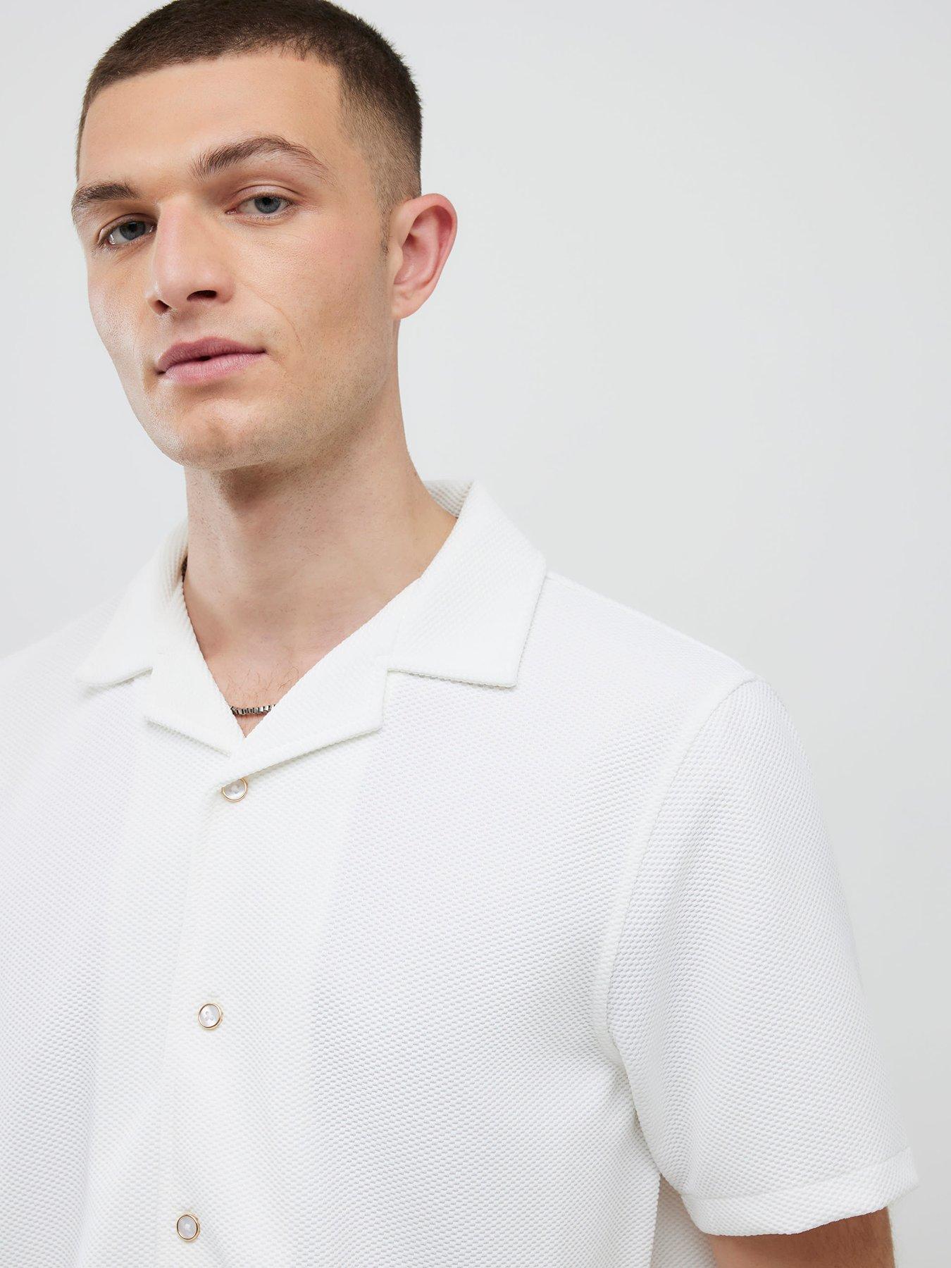 Image 4 of 4 of River Island Slim Fit Revere Shirt - White