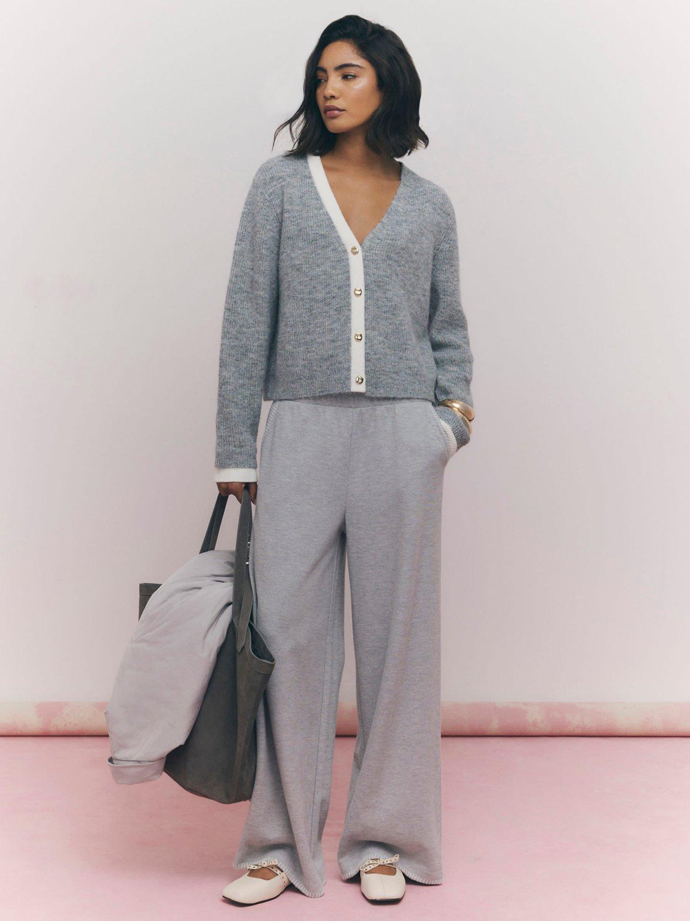  image of river-island-tipped-cardigan-grey