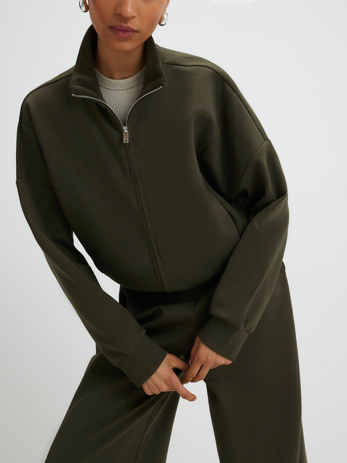 Image 1 of 4 of River Island Zip Up Sweatshirt - Khaki