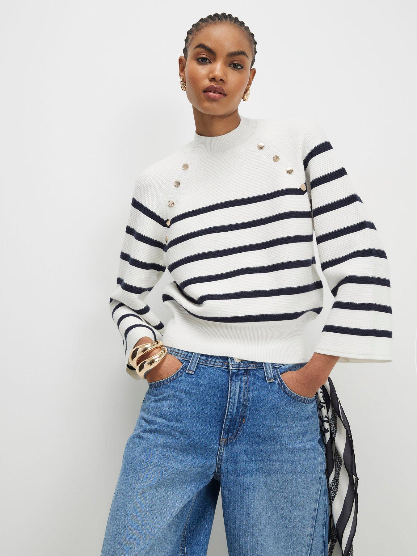 river-island-striped-ribbed-button-jumper-cream