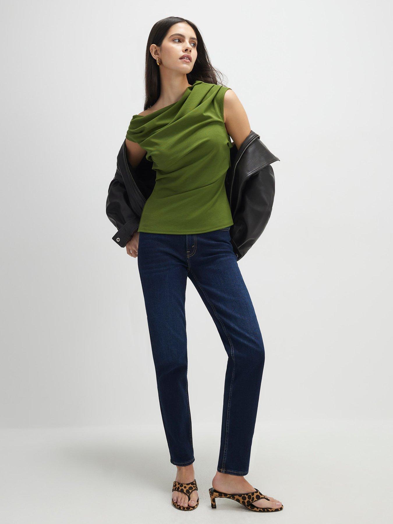  image of river-island-short-sleeve-drape-off-shoulder-top