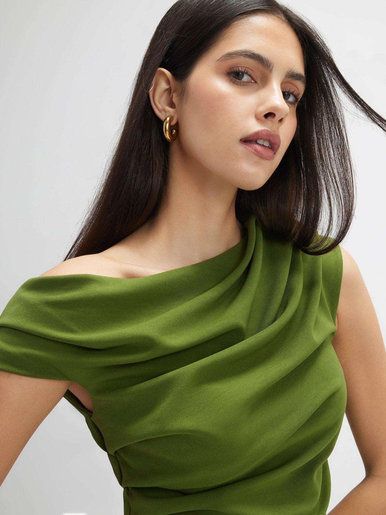  image of river-island-short-sleeve-drape-off-shoulder-top