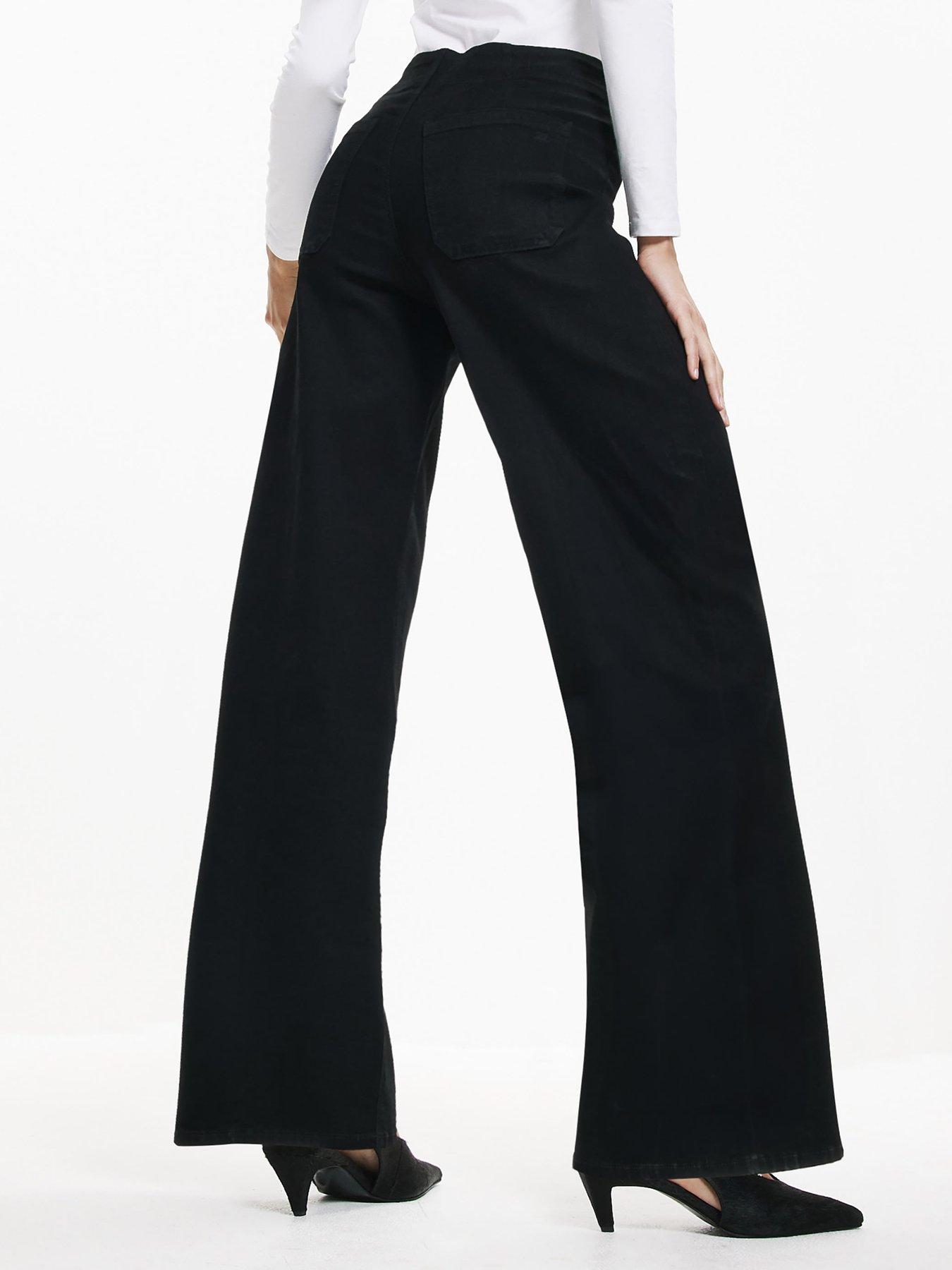 Image 2 of 4 of River Island Pull-on Sculpt Palazzo Jeans - Black
