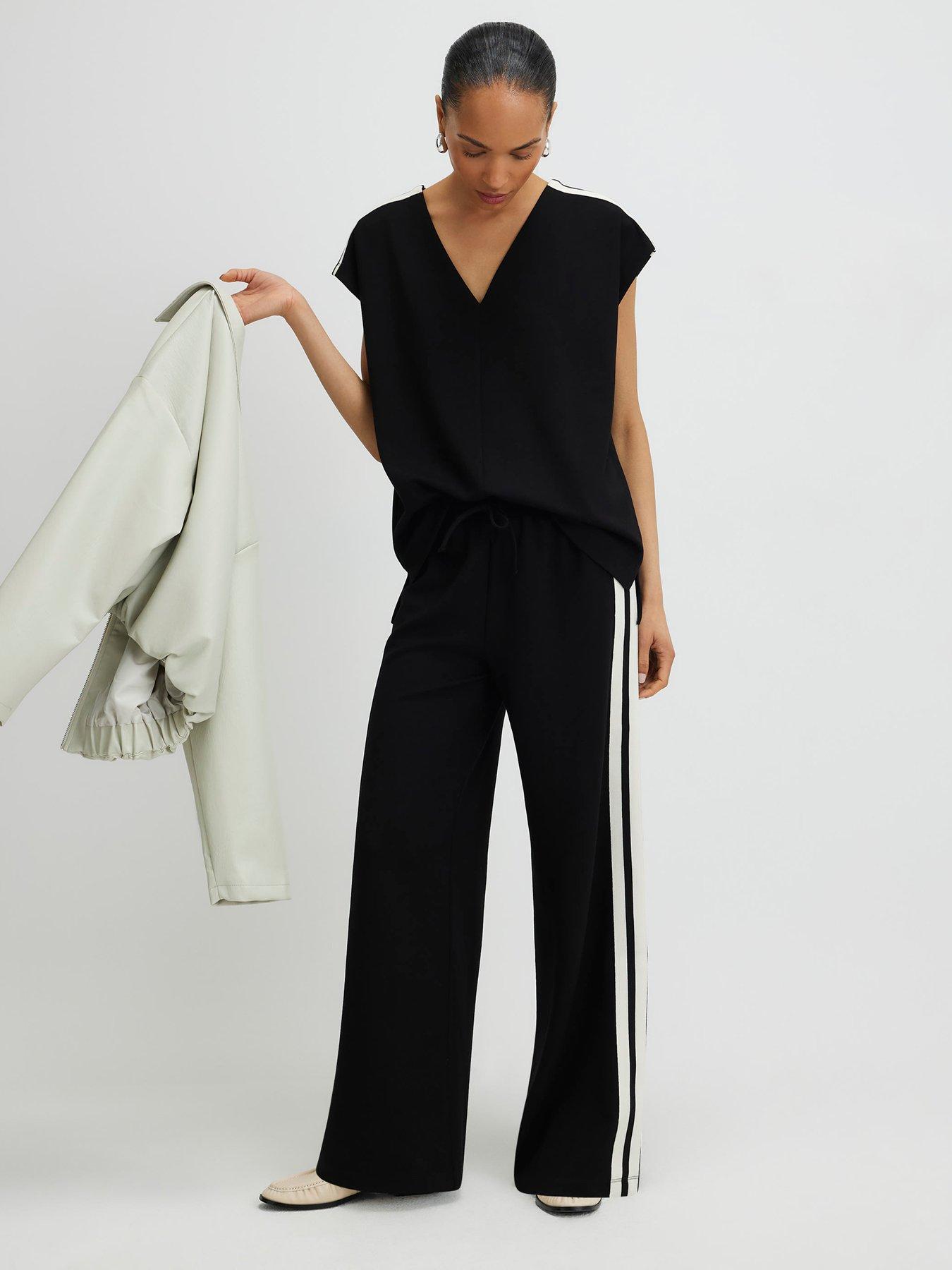 River Island Tape Detail V Neck Tank Top - Black | Littlewoods