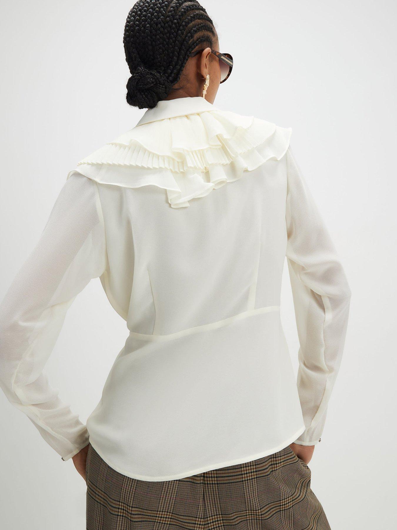  image of river-island-long-sleeve-wrap-ruffle-blouse-cream