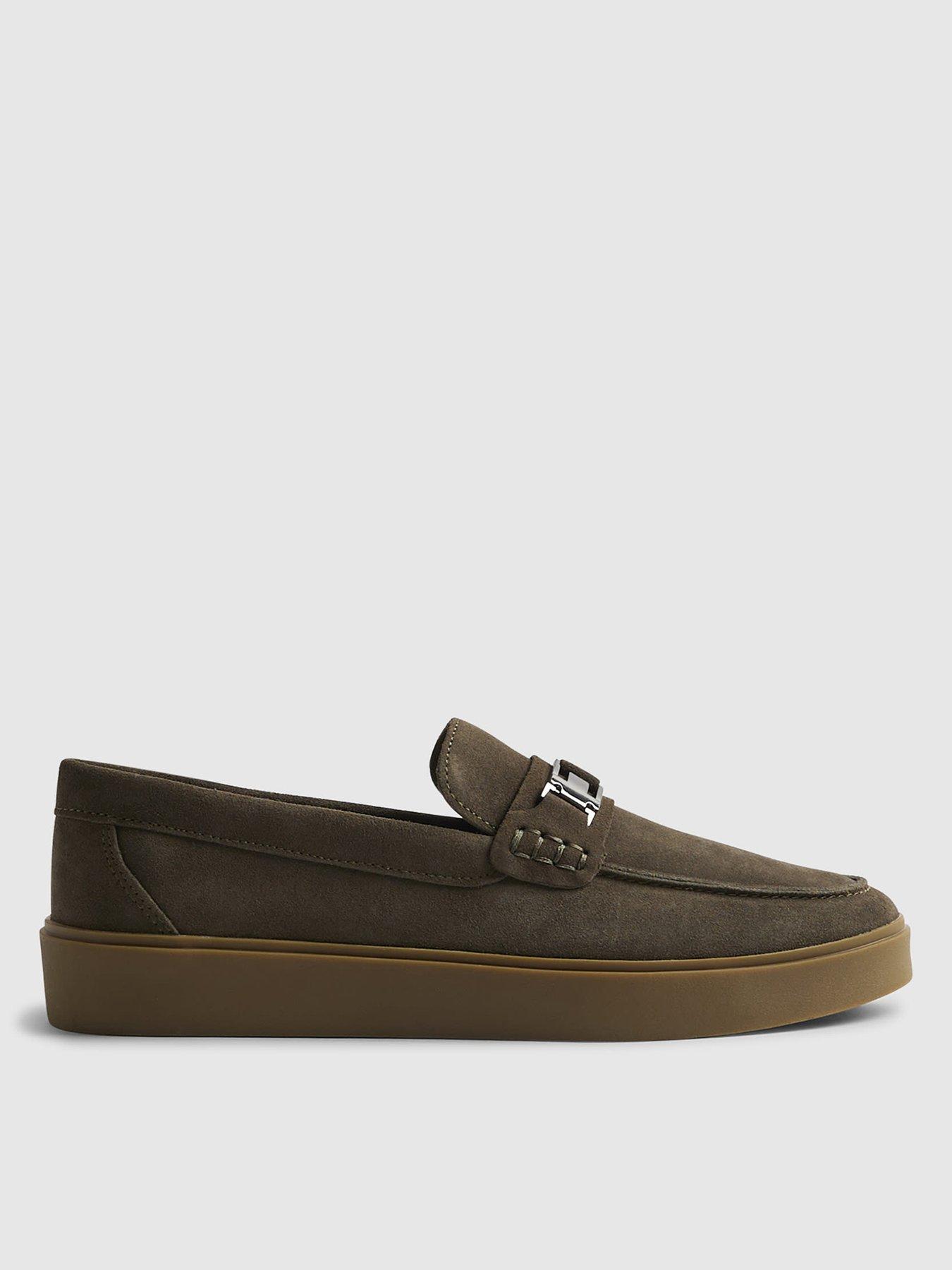 front image of river-island-suede-buckle-loafers