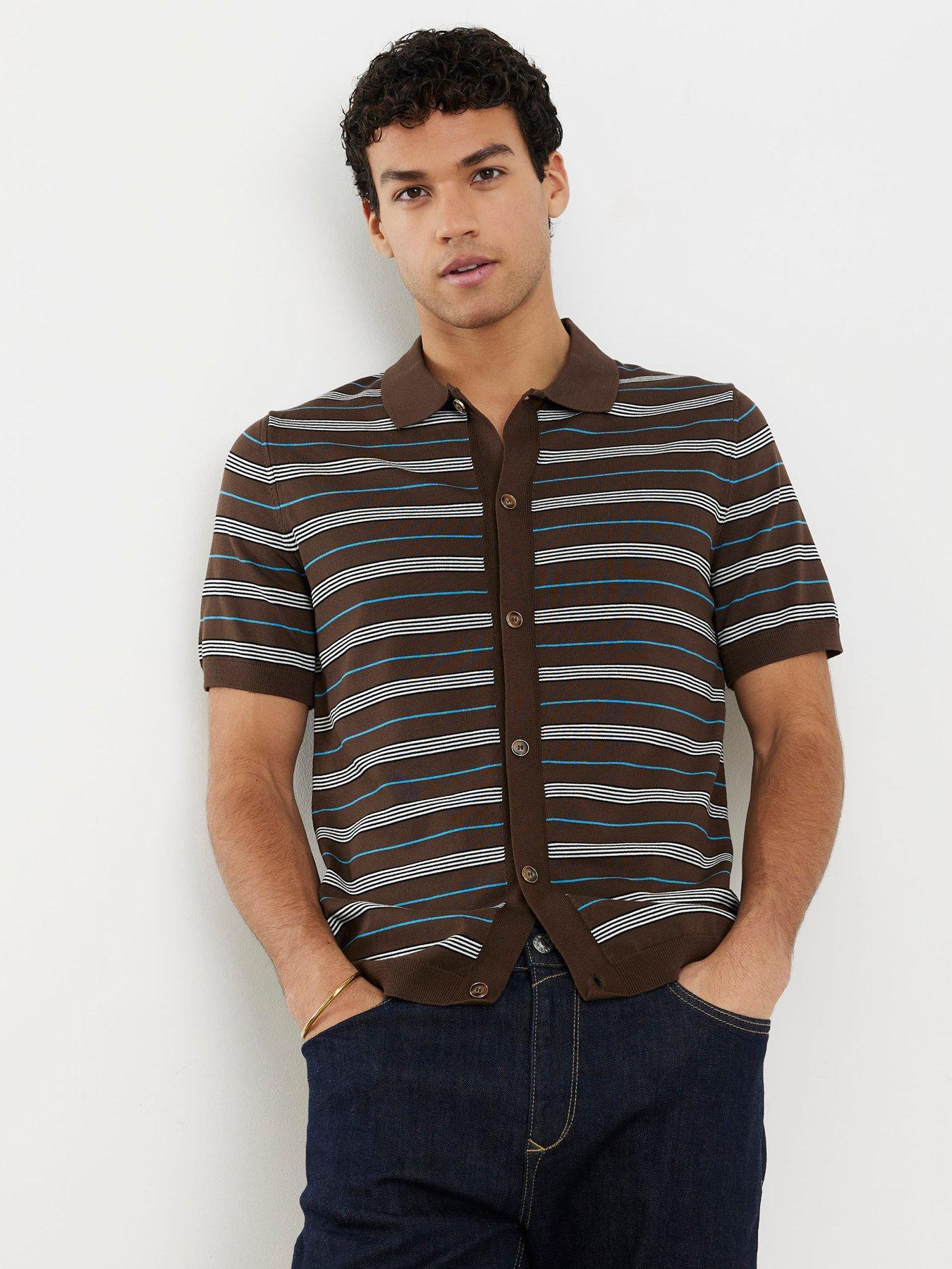 river-island-short-sleeve-knitted-stripe-shirt
