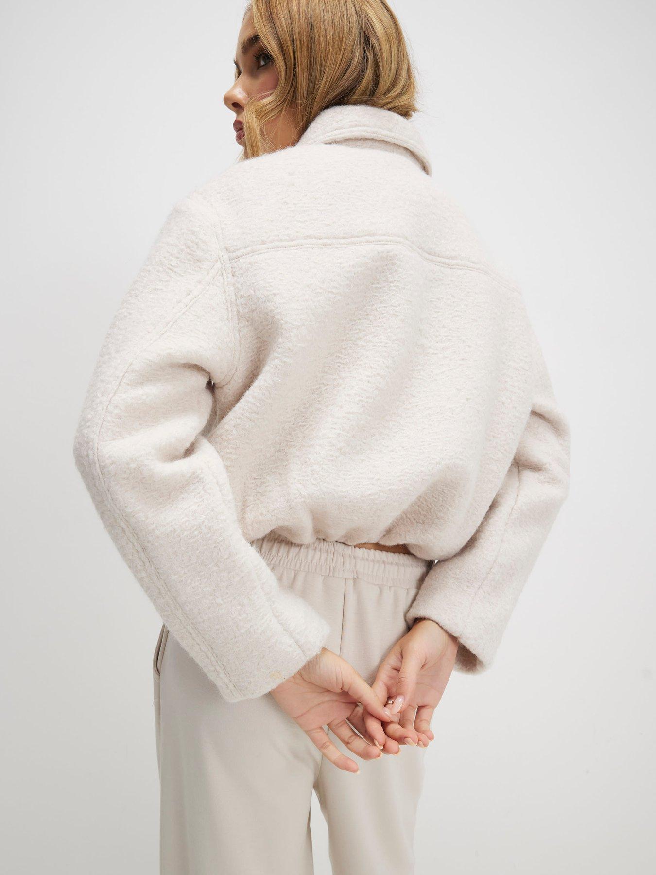 stillFront image of river-island-boiled-wool-harrington-zip-jacket