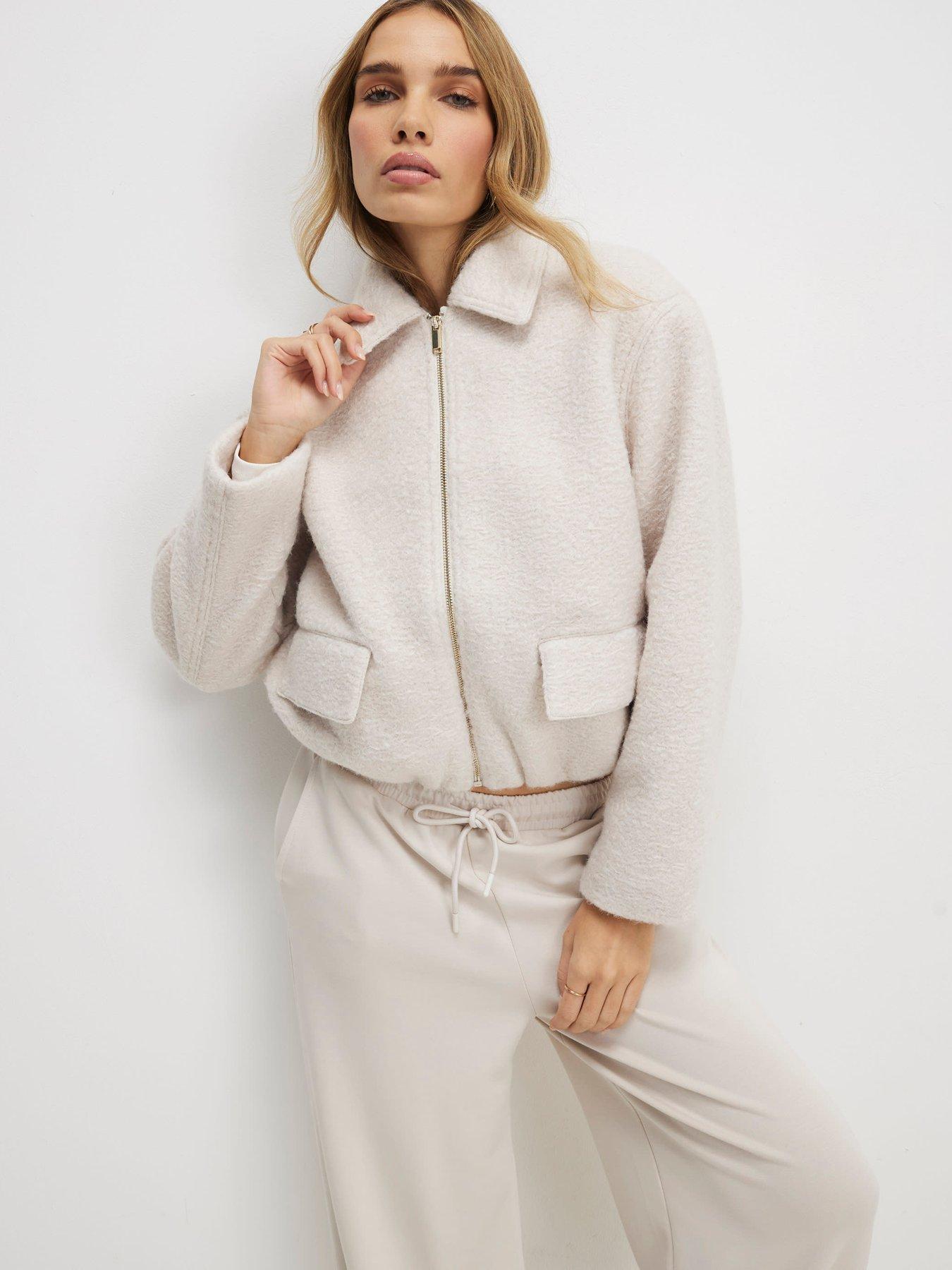  image of river-island-boiled-wool-harrington-zip-jacket