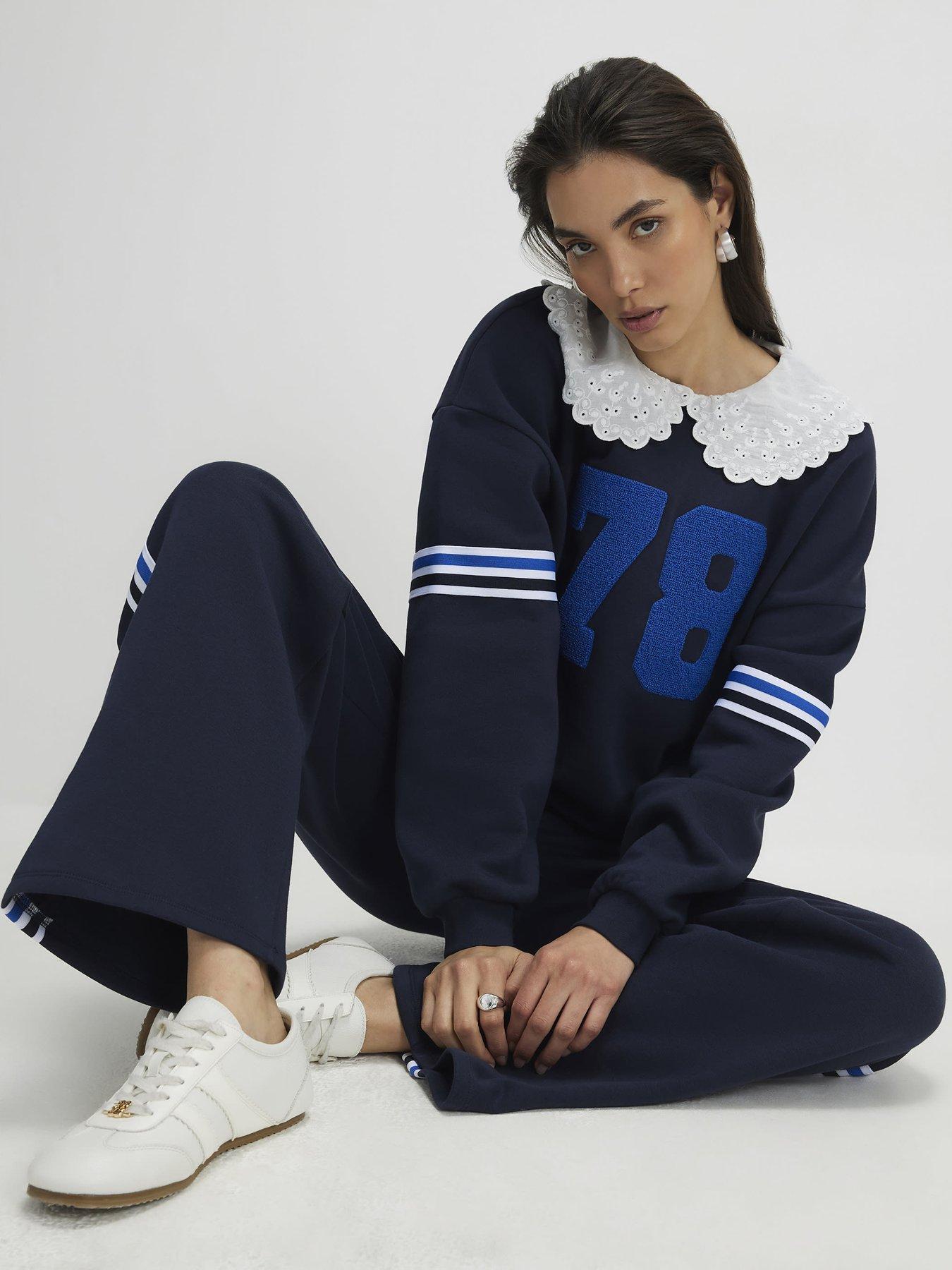 Image 1 of 4 of River Island Long Sleeve Collared Number Sweatshirt