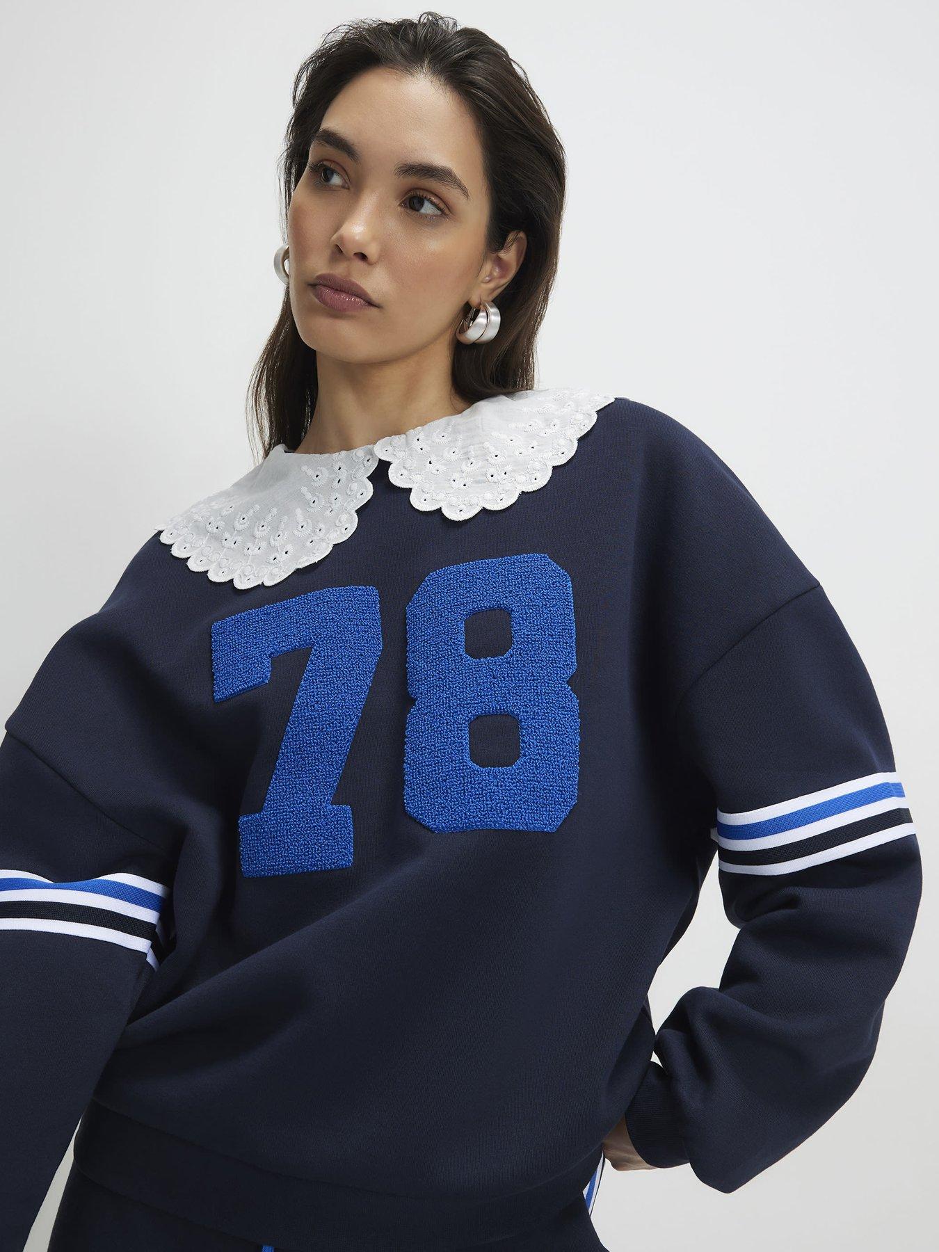 Image 4 of 4 of River Island Long Sleeve Collared Number Sweatshirt