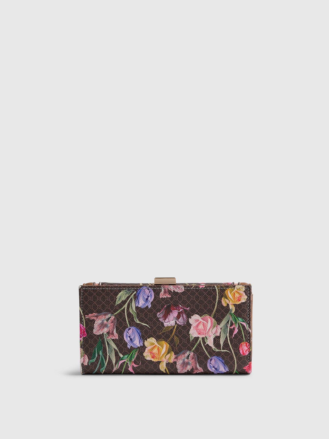 Image 3 of 4 of River Island Floral Monogram Clip Top Purse