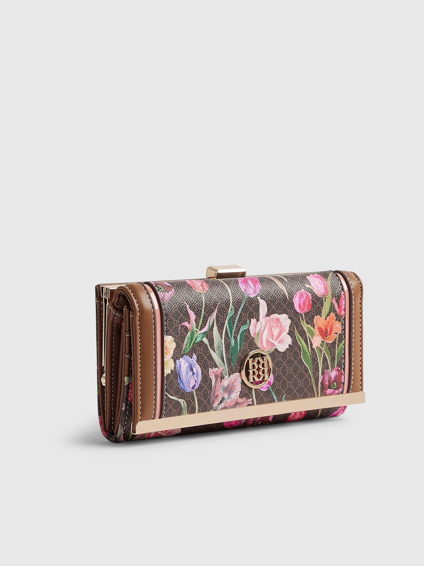 Image 4 of 4 of River Island Floral Monogram Clip Top Purse