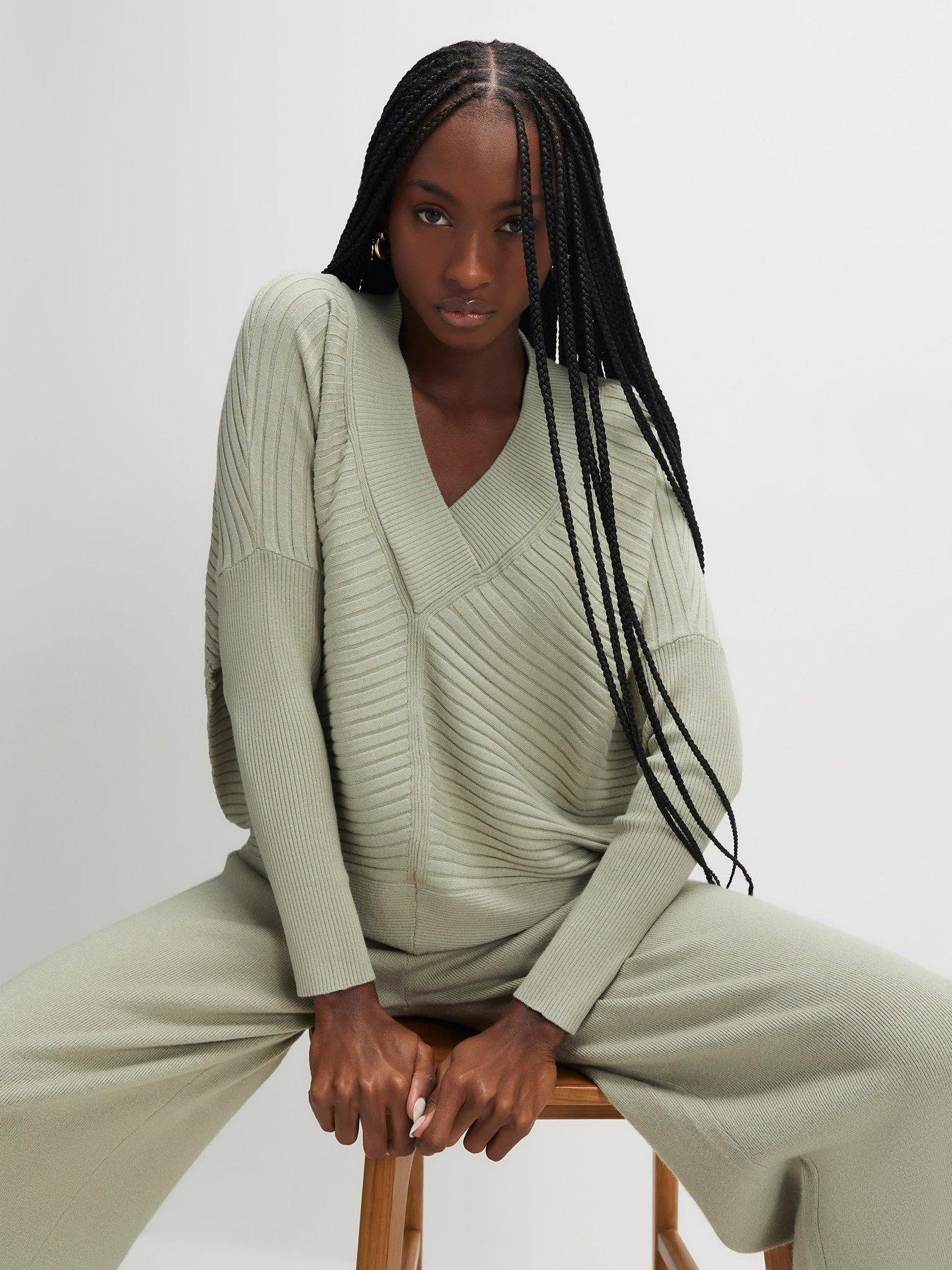  image of river-island-v-neck-ribbed-jumper