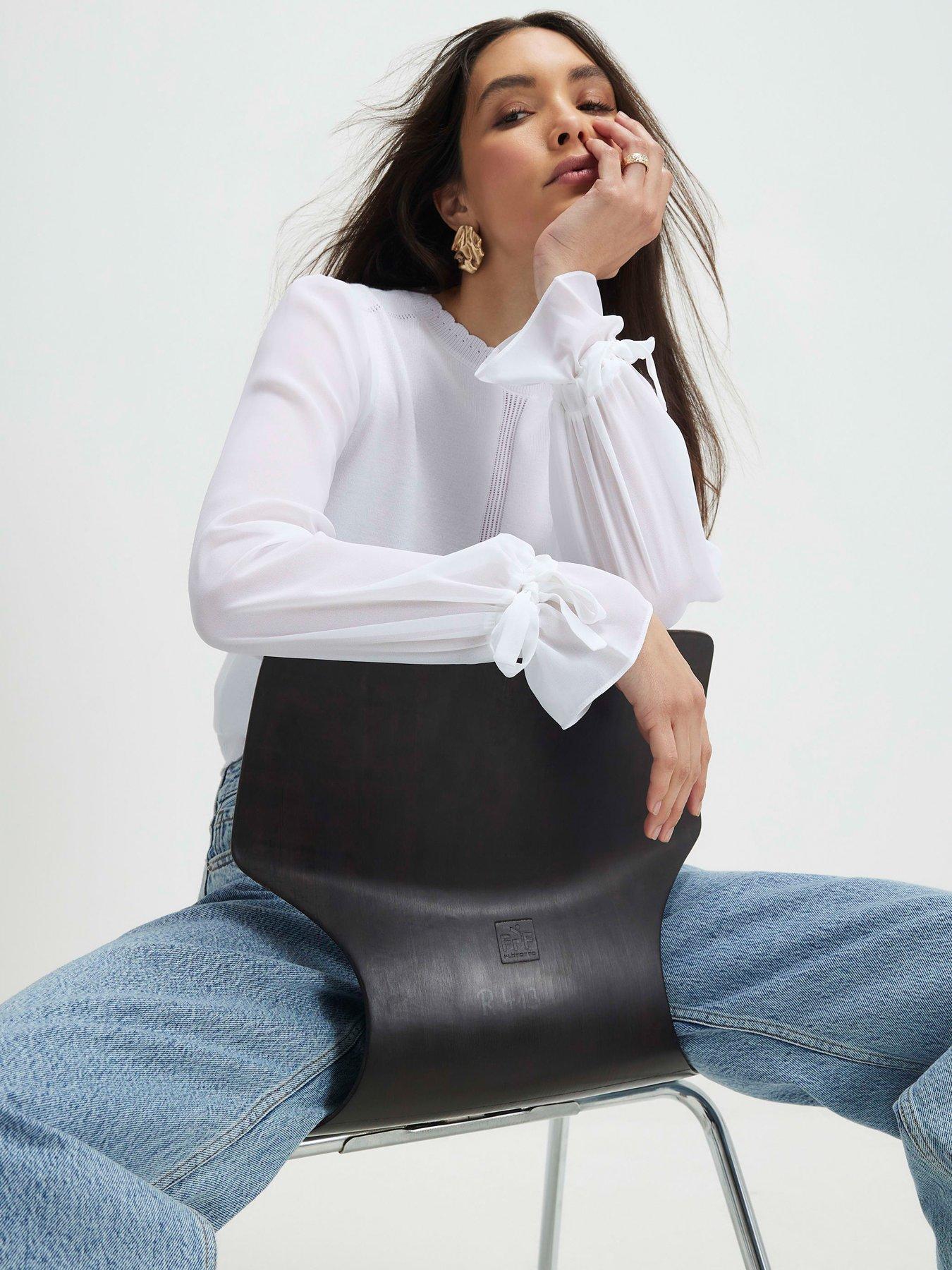  image of river-island-chiffon-long-sleeve-blouse