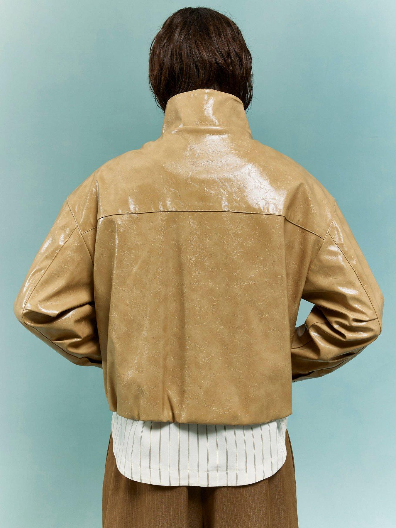 stillFront image of river-island-vinyl-funnel-neck-bomber-jacket