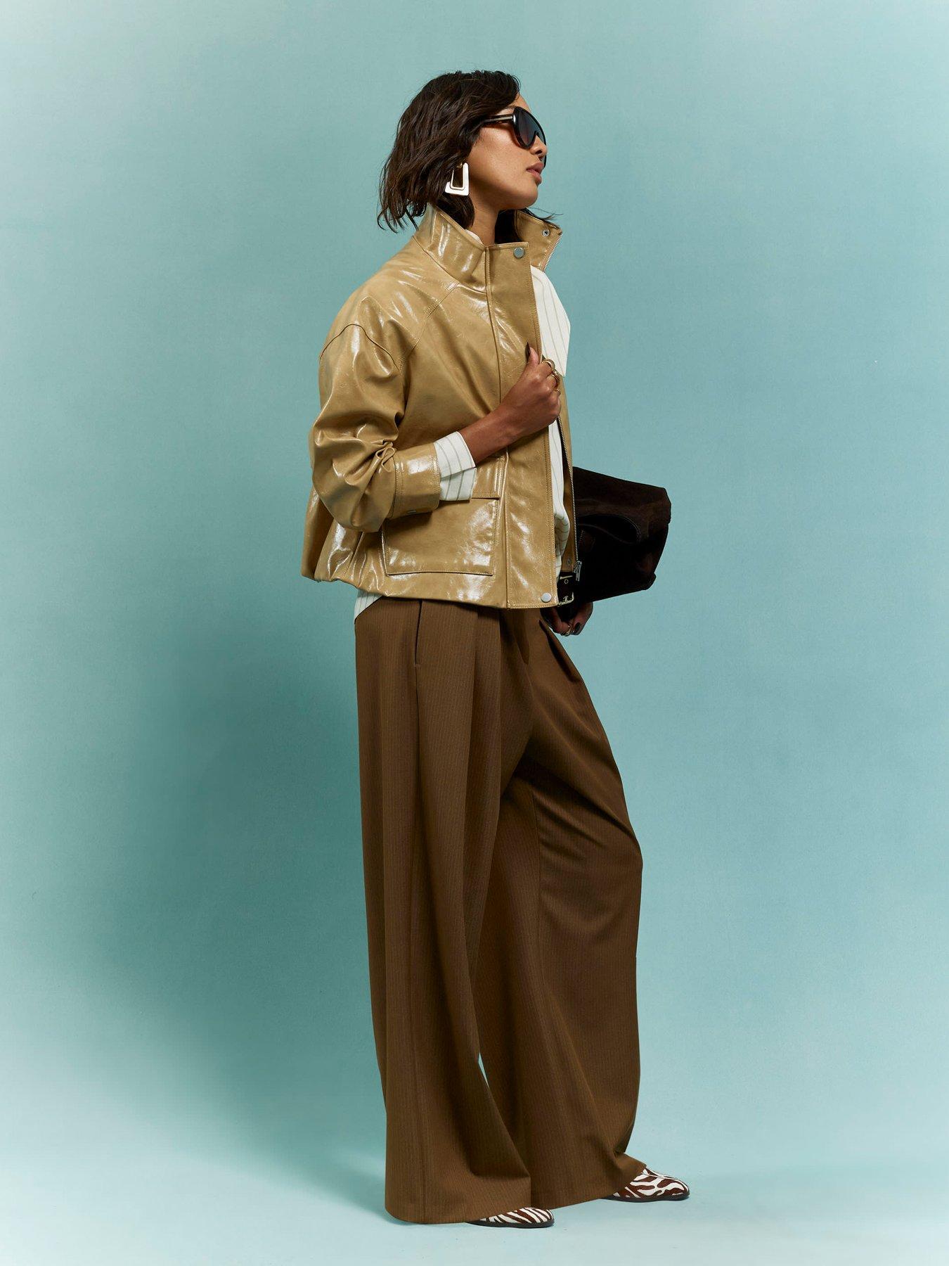  image of river-island-vinyl-funnel-neck-bomber-jacket