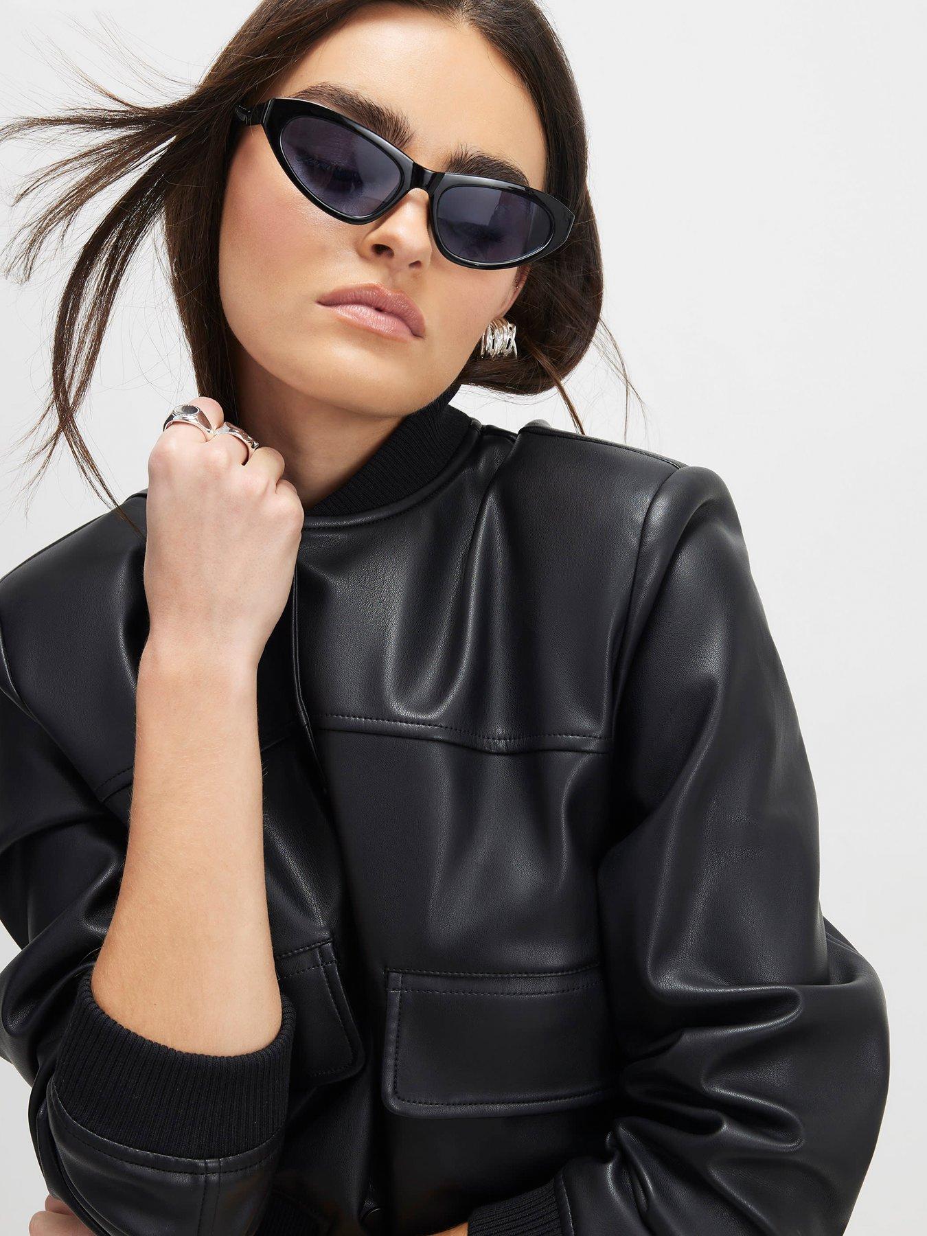  image of river-island-faux-leather-cropped-bomber-jacket