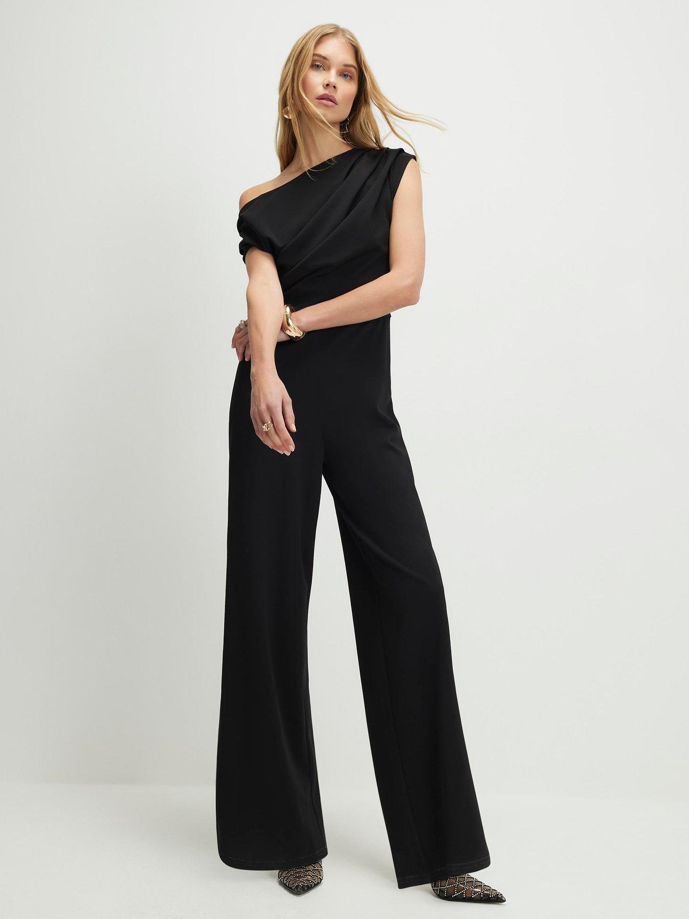 Image 1 of 4 of River Island Sleeveless Asymmetric Drape Jumpsuit