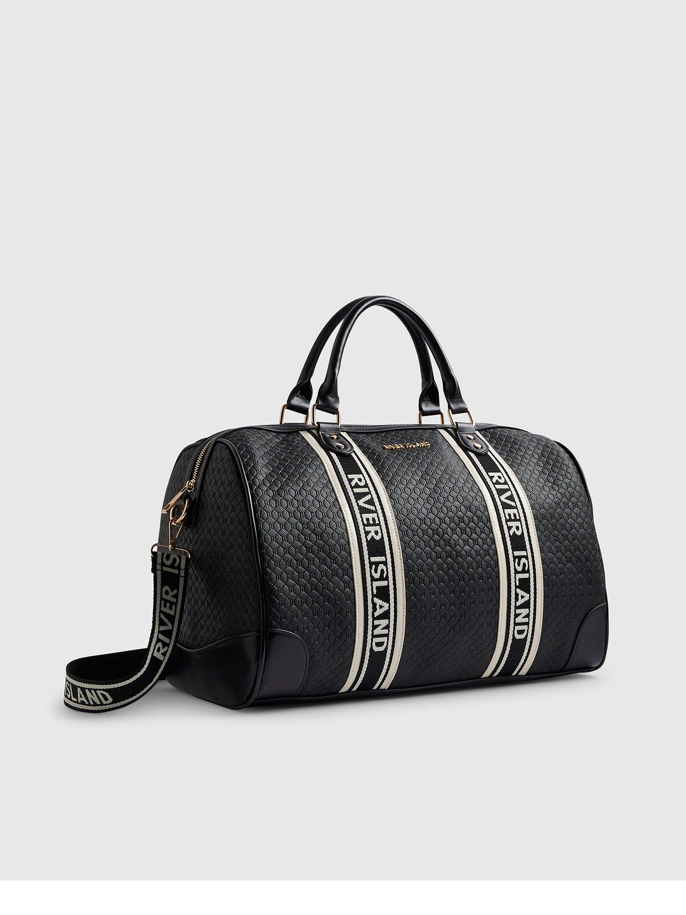 Image 1 of 4 of River Island Webbing Front Monogram Barrell Bag