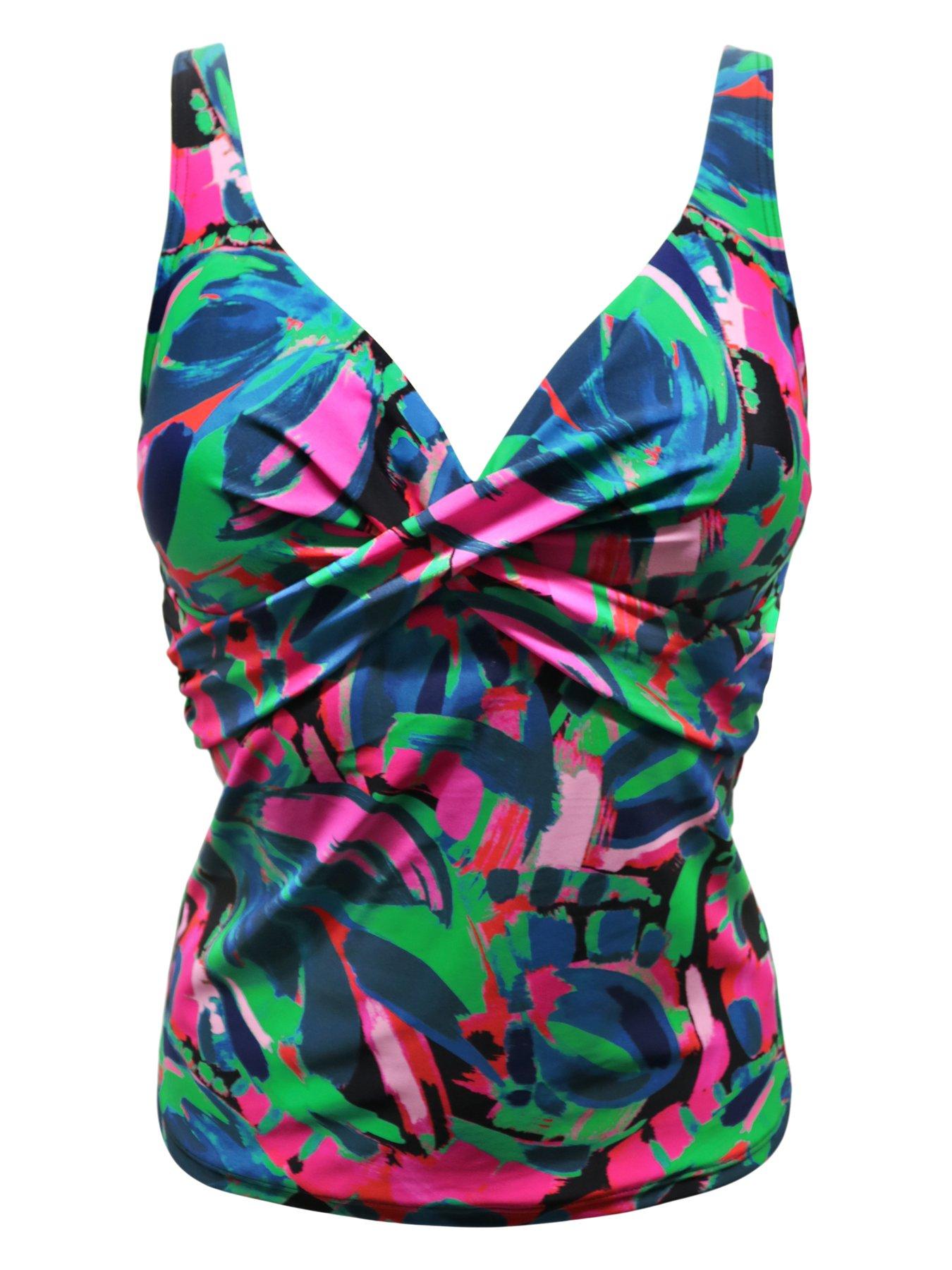 Image 3 of 4 of Pour Moi Heatwave Twist Front Ruched Tummy Control Tankini Top