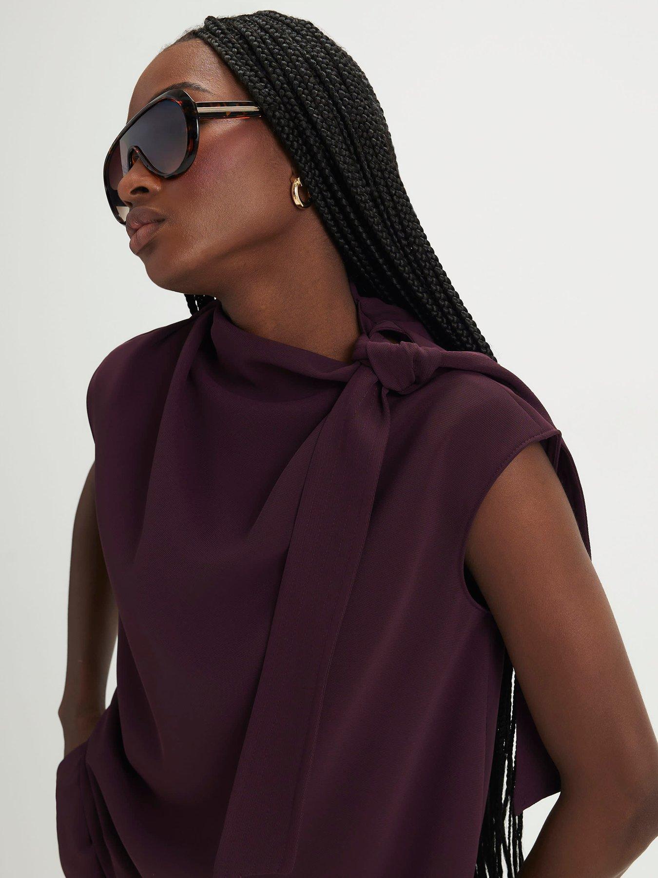  image of river-island-asymmetric-tie-neck-top