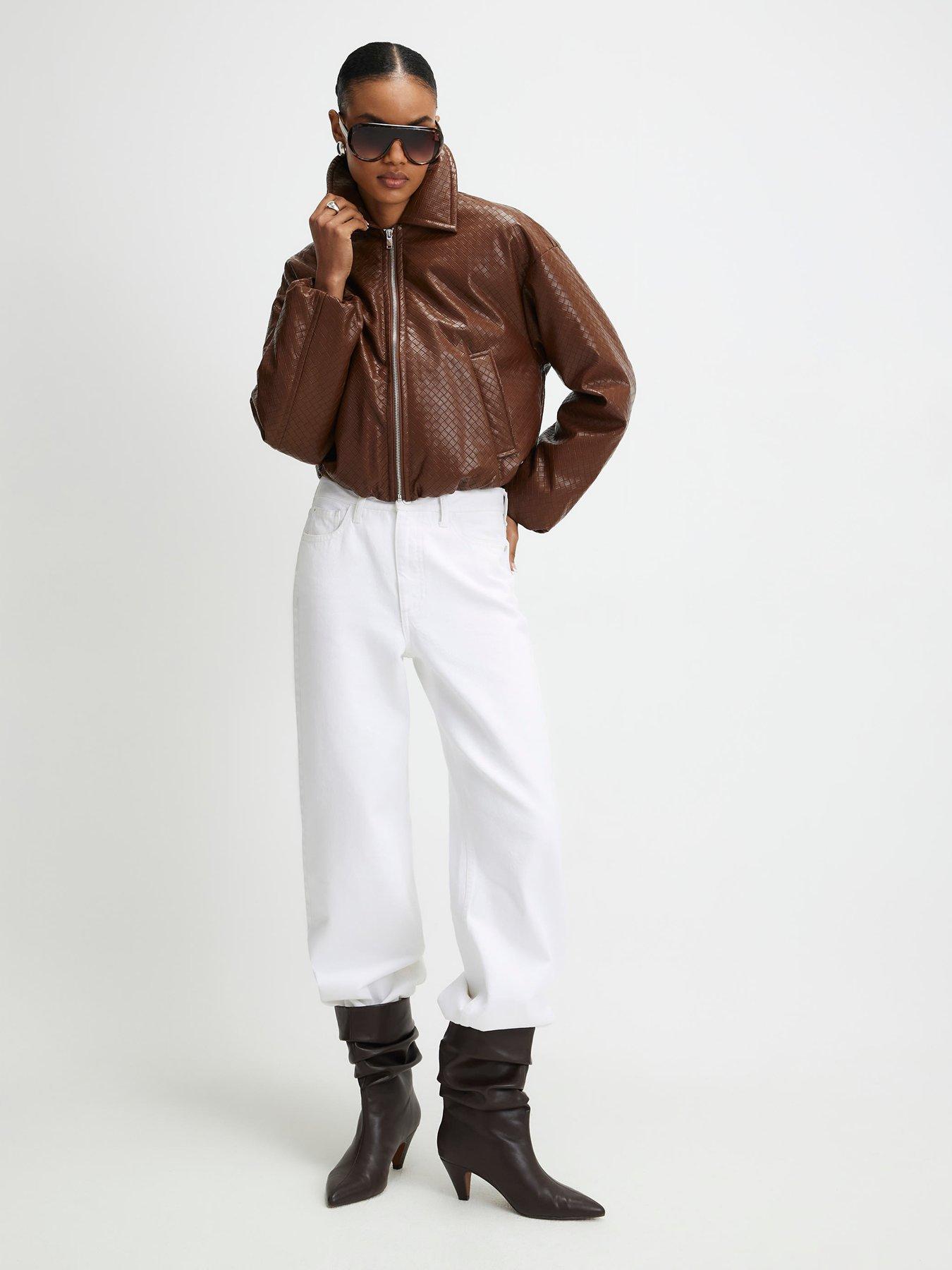 image of river-island-faux-leather-woven-bomber-jacket