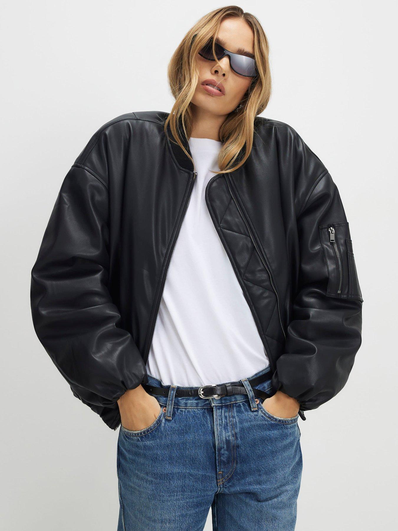  image of river-island-faux-leather-bomber-jacket