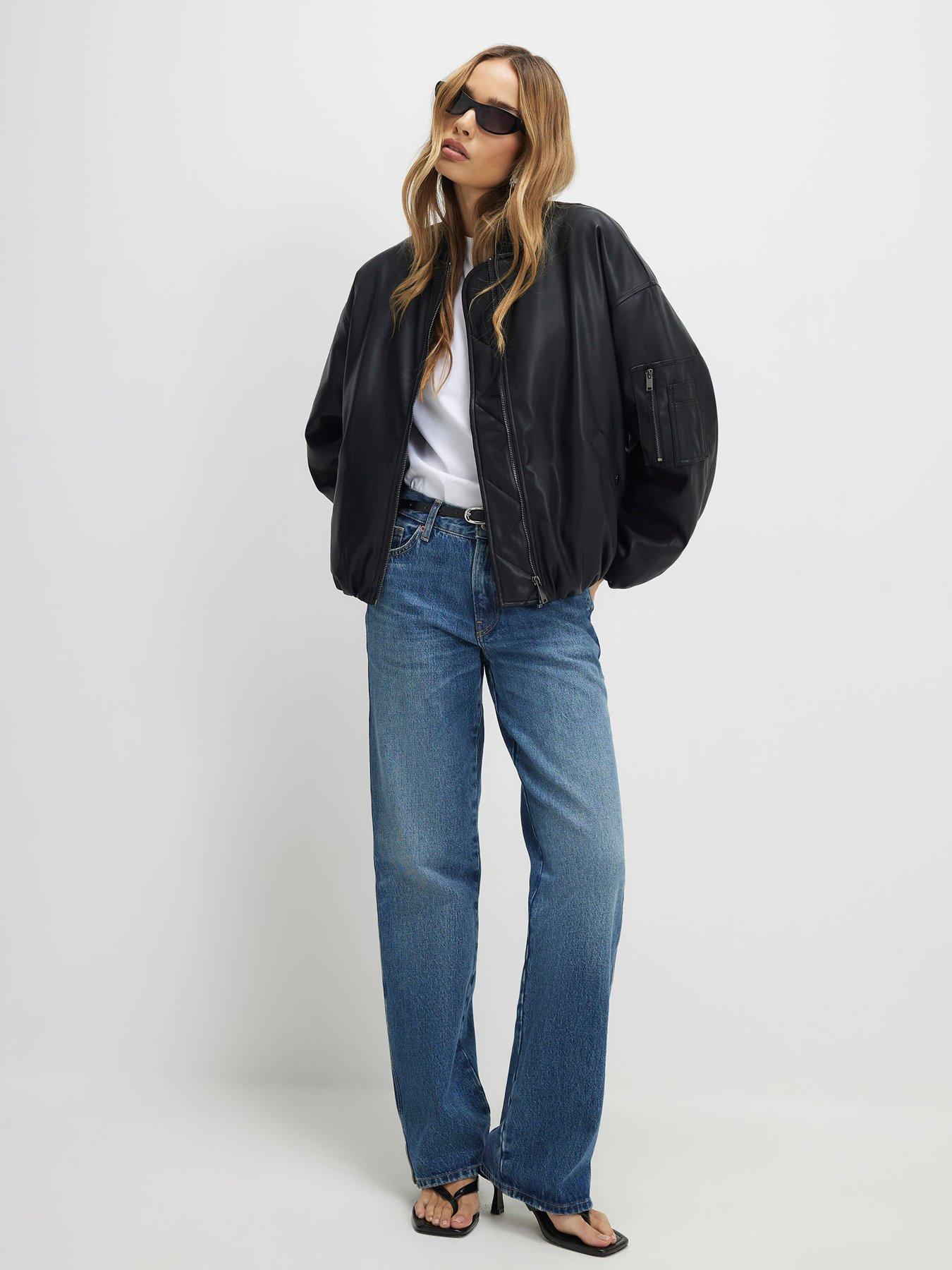  image of river-island-faux-leather-bomber-jacket
